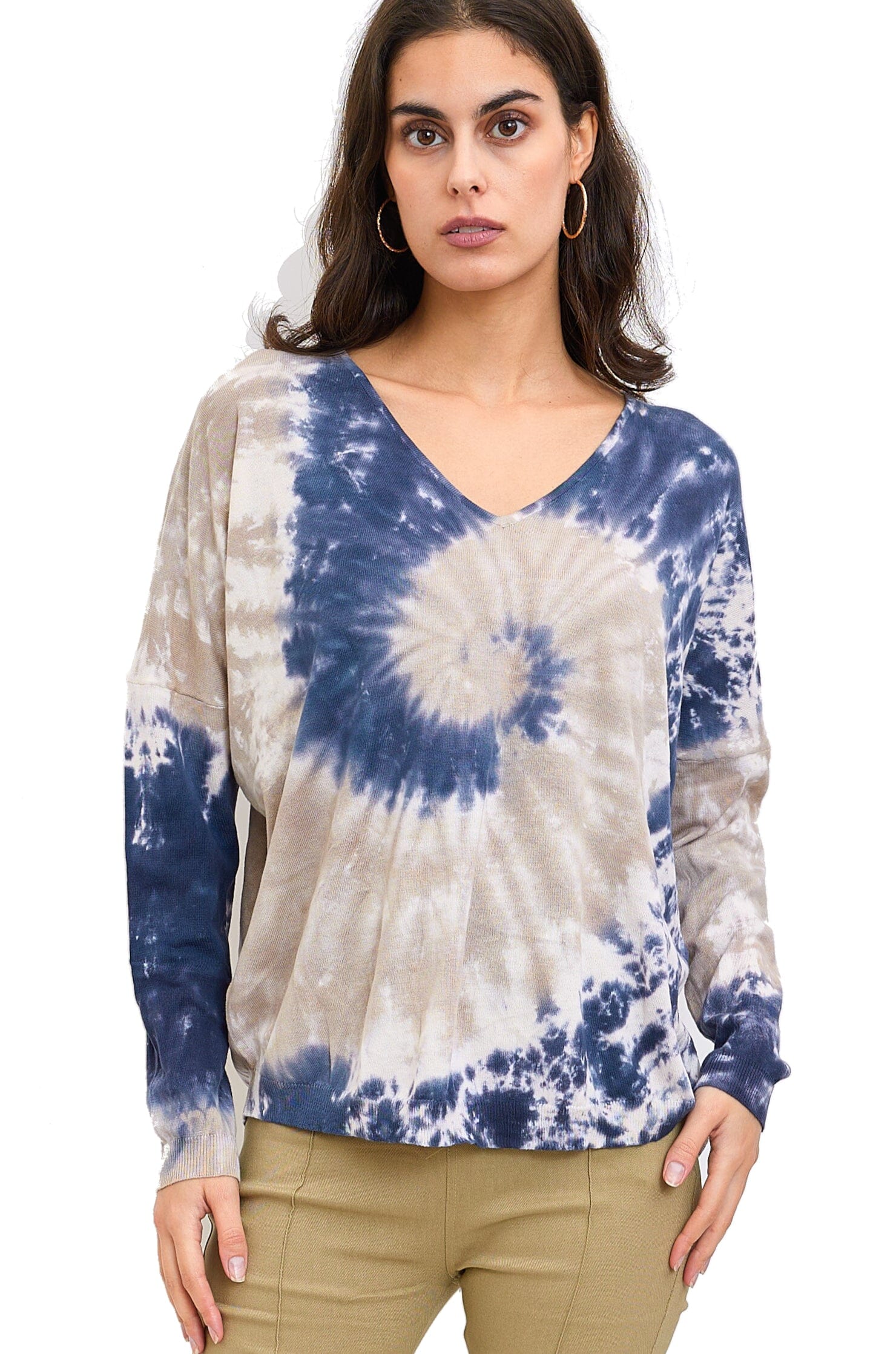 Pull à Col V 100% Coton Tricots (Taille Unique Convient pour 36 au 44) pull