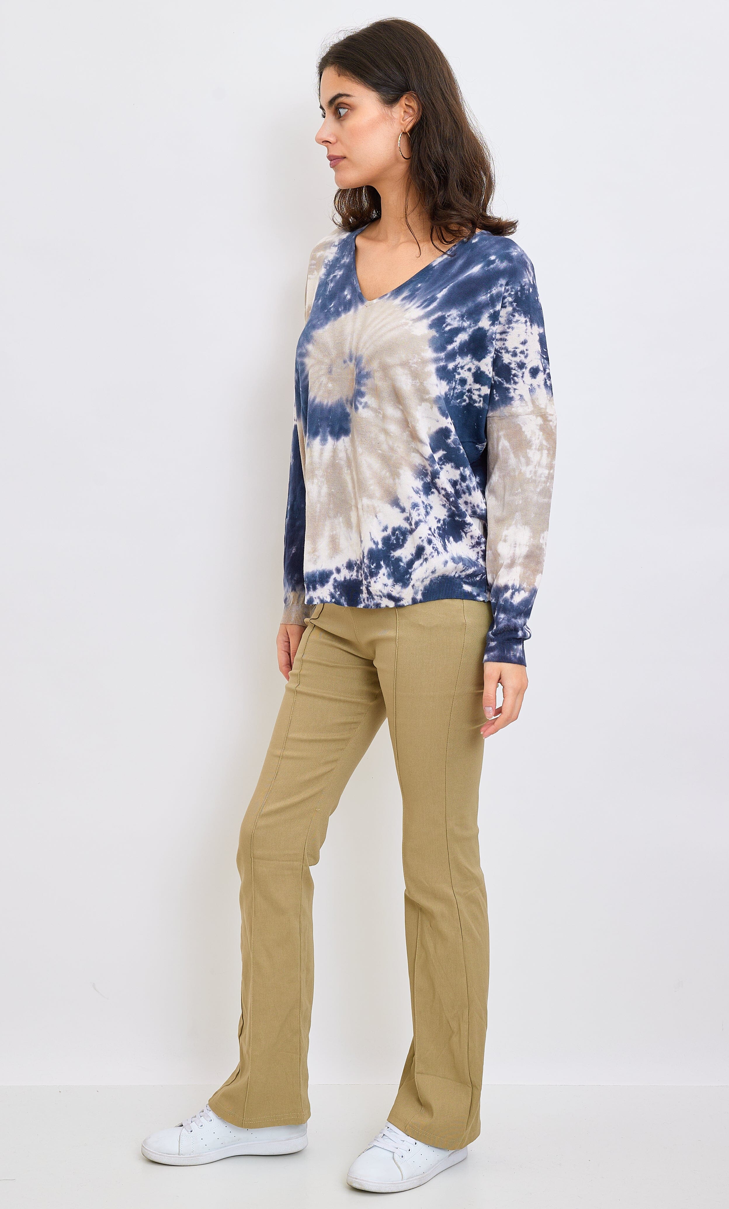 Pull à Col V 100% Coton Tricots (Taille Unique Convient pour 36 au 44) pull