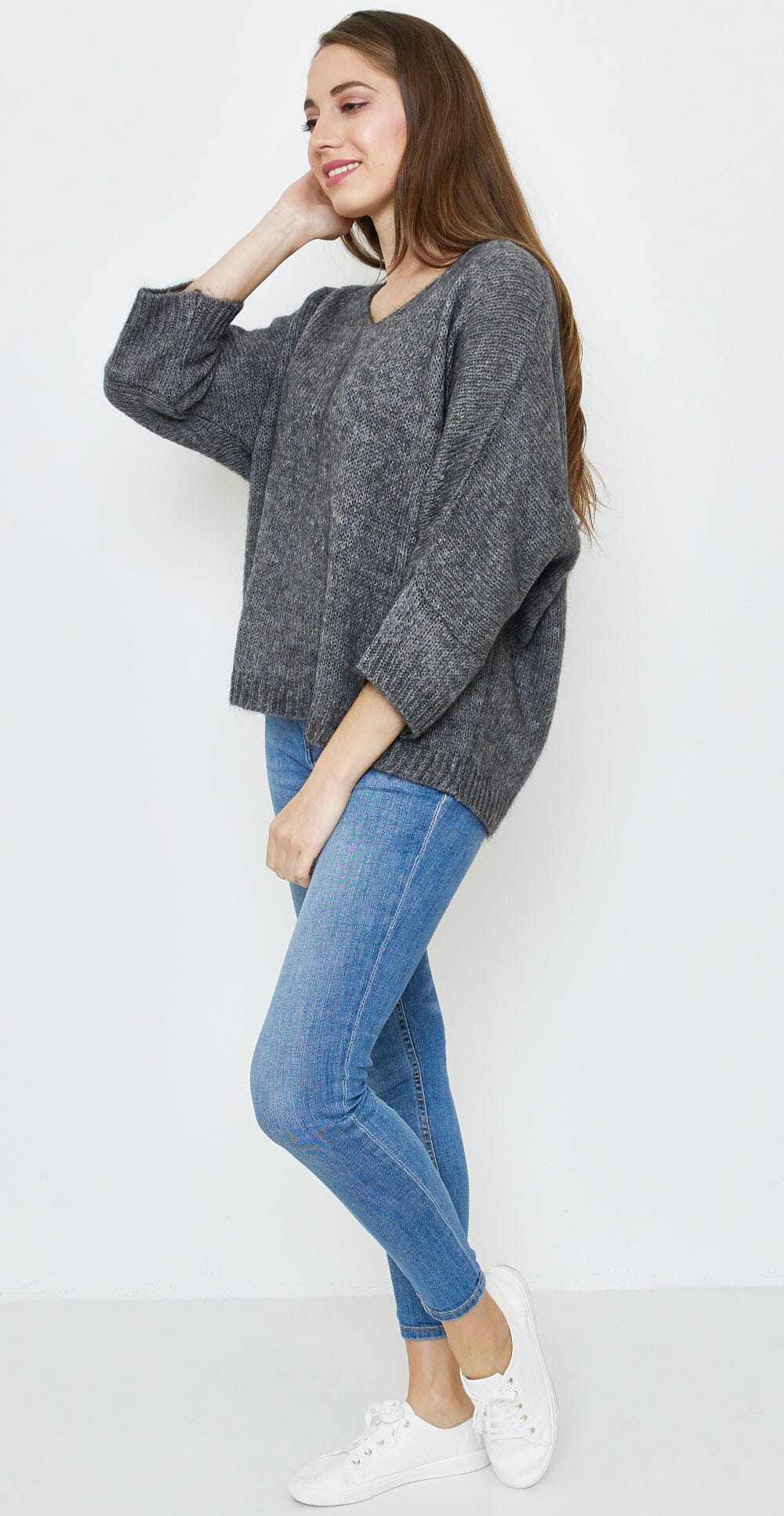 Pull tricoté mélange Mohair, Manches 3/4 (Taille Unique 38 à 44) pull