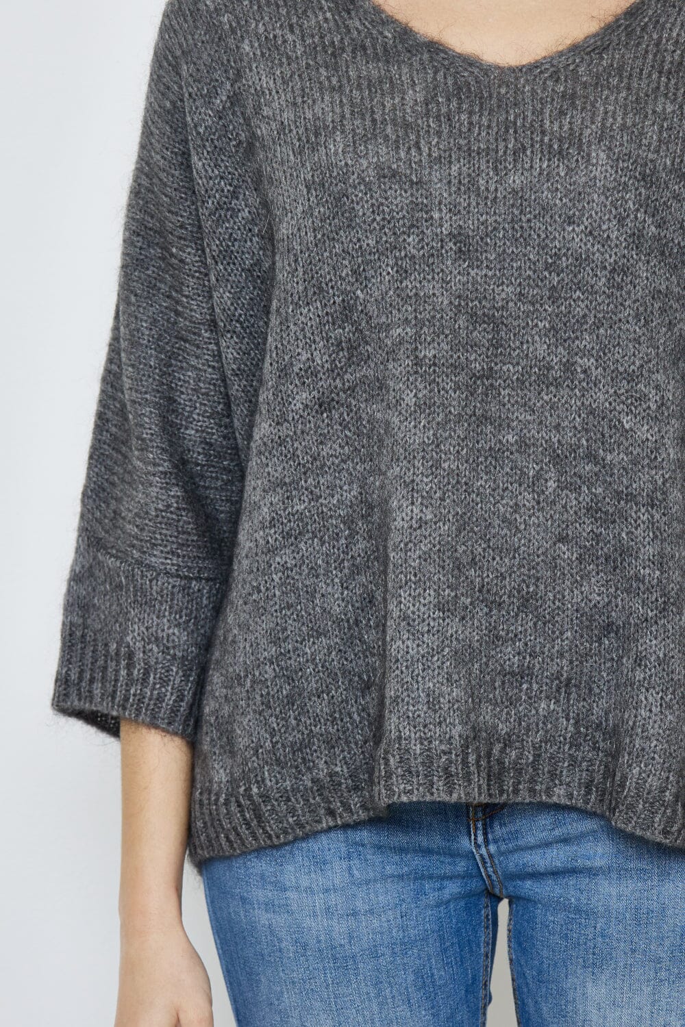 Pull tricoté mélange Mohair, Manches 3/4 (Taille Unique 38 à 44) pull