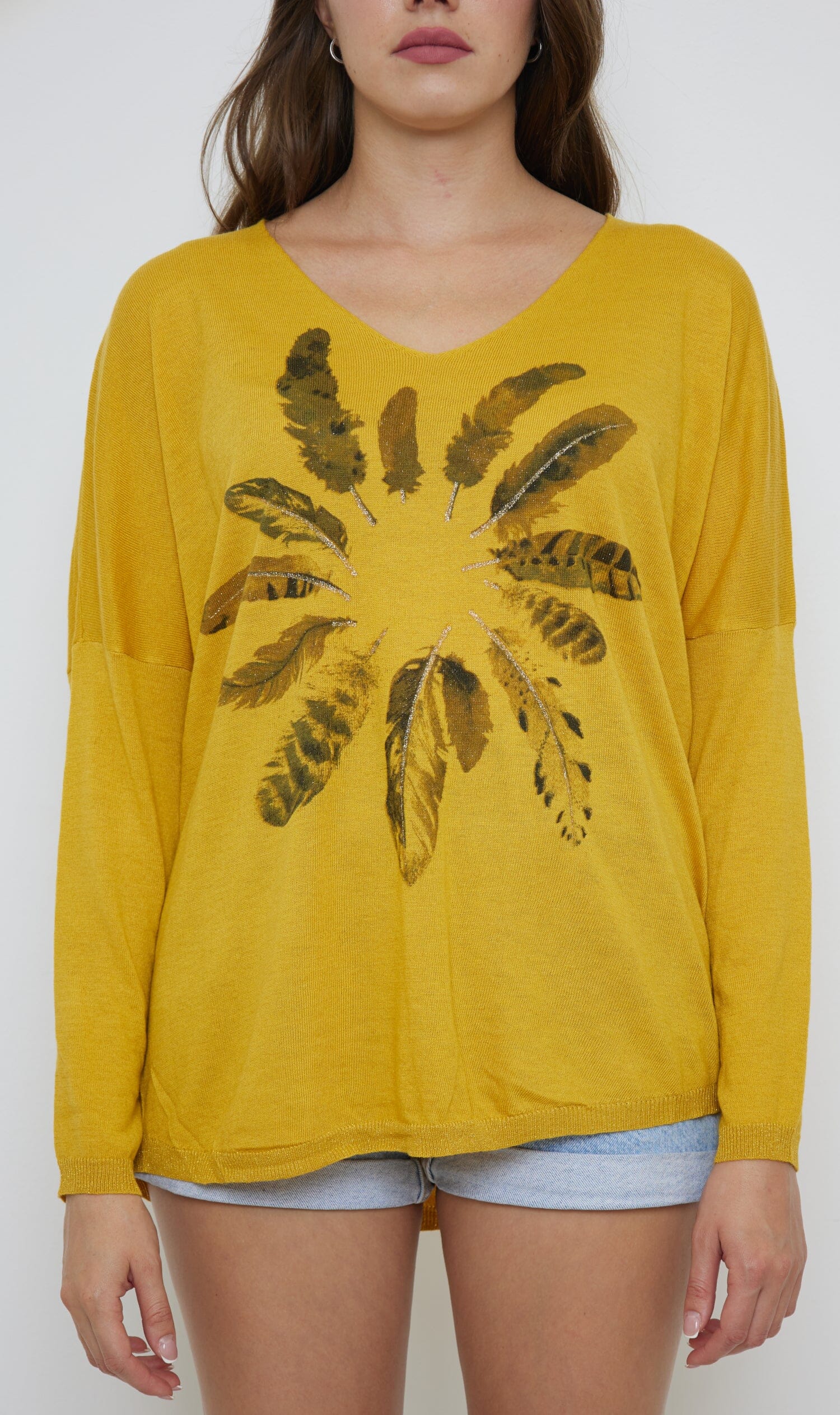 Pull à Col V mélange Laine Tricots (Taille Unique Convient pour 38 au 48) pull