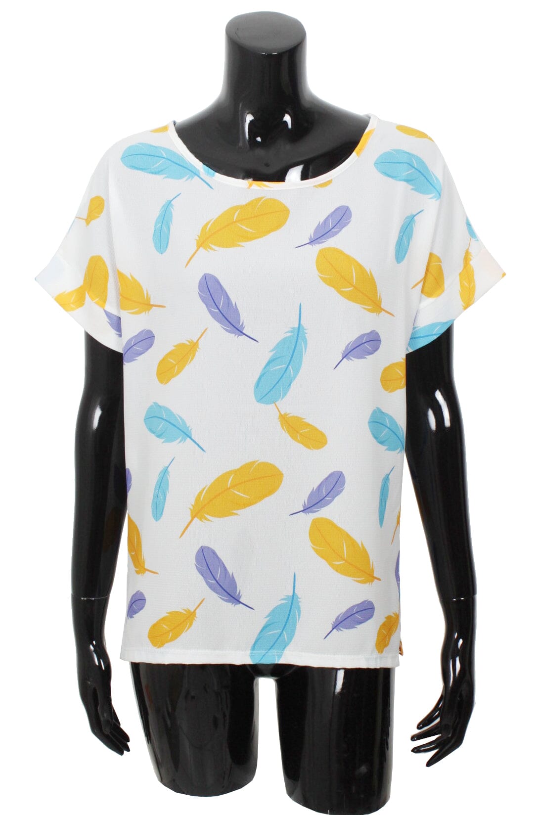 Blouse voile imprimé plume haut