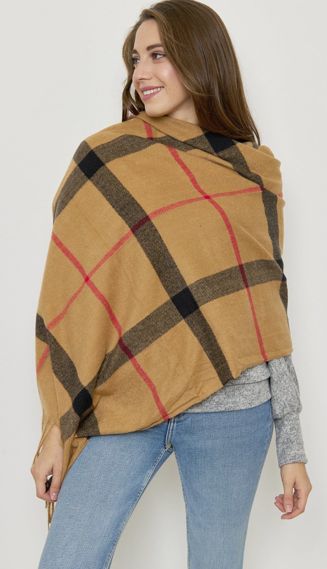 Grande Etole à Carreaux Mélange Cachemire Chaud foulard