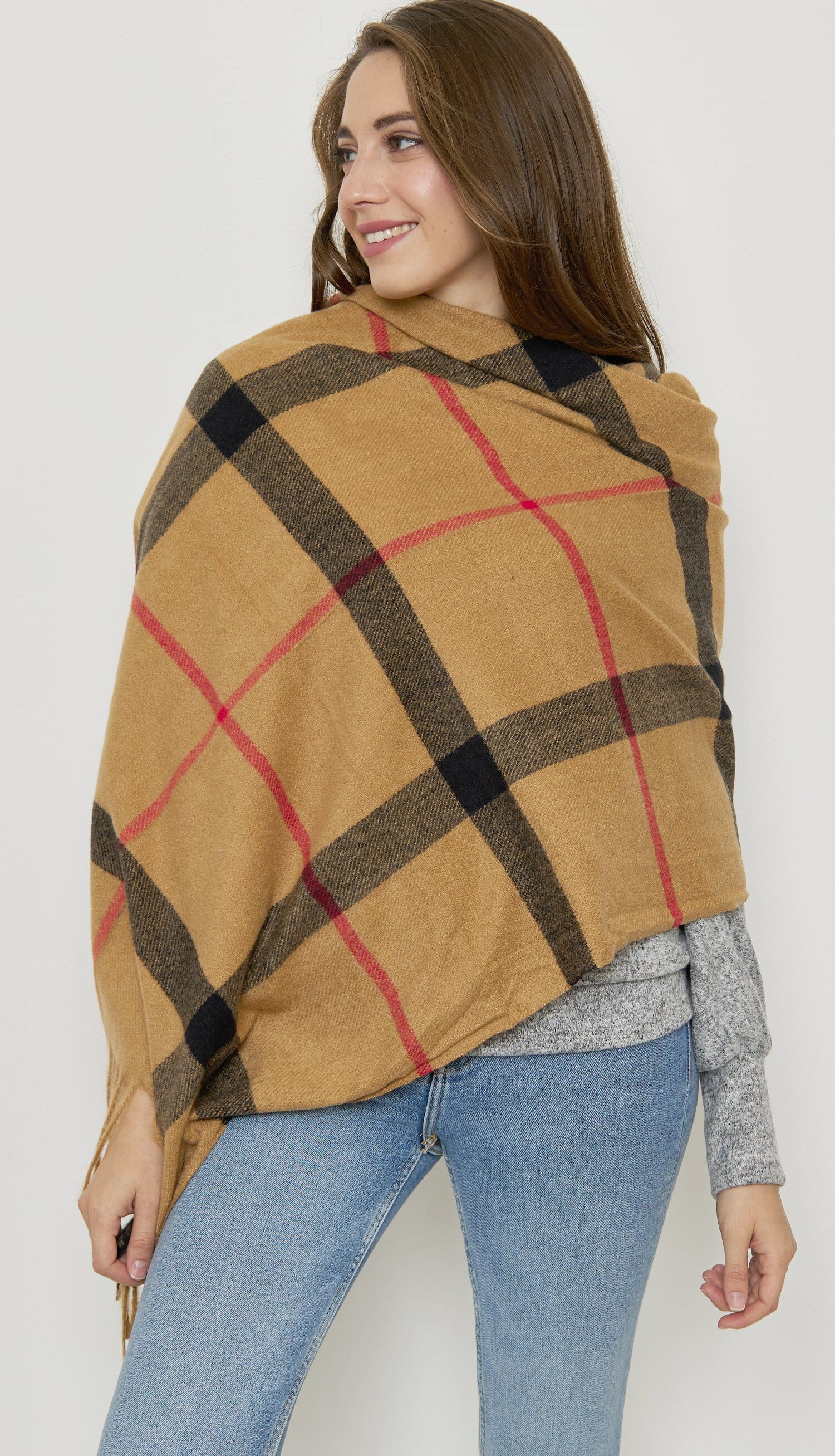 Grande Etole à Carreaux Mélange Cachemire Chaud foulard