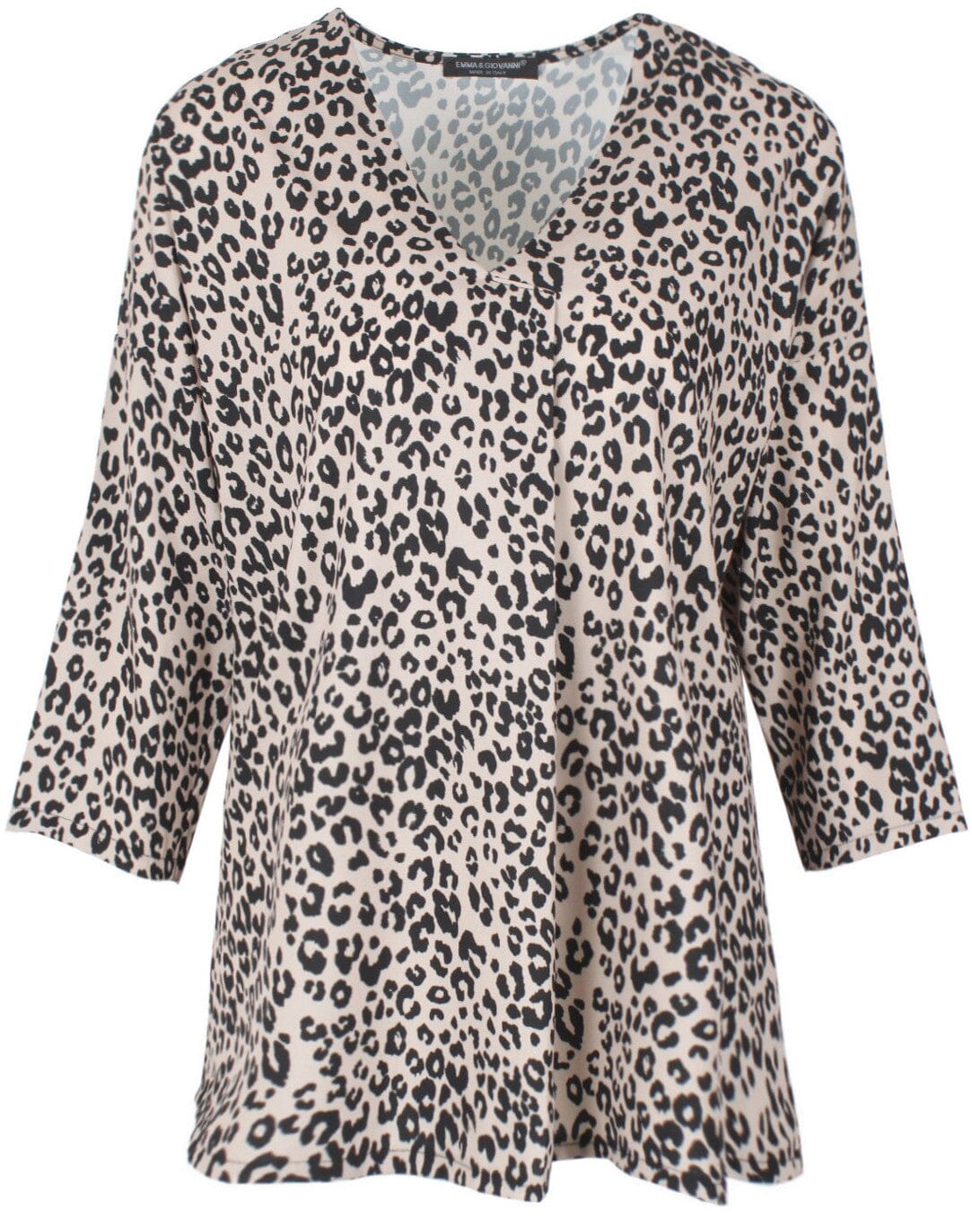 T shirt manches 3/4 motif léopard haut