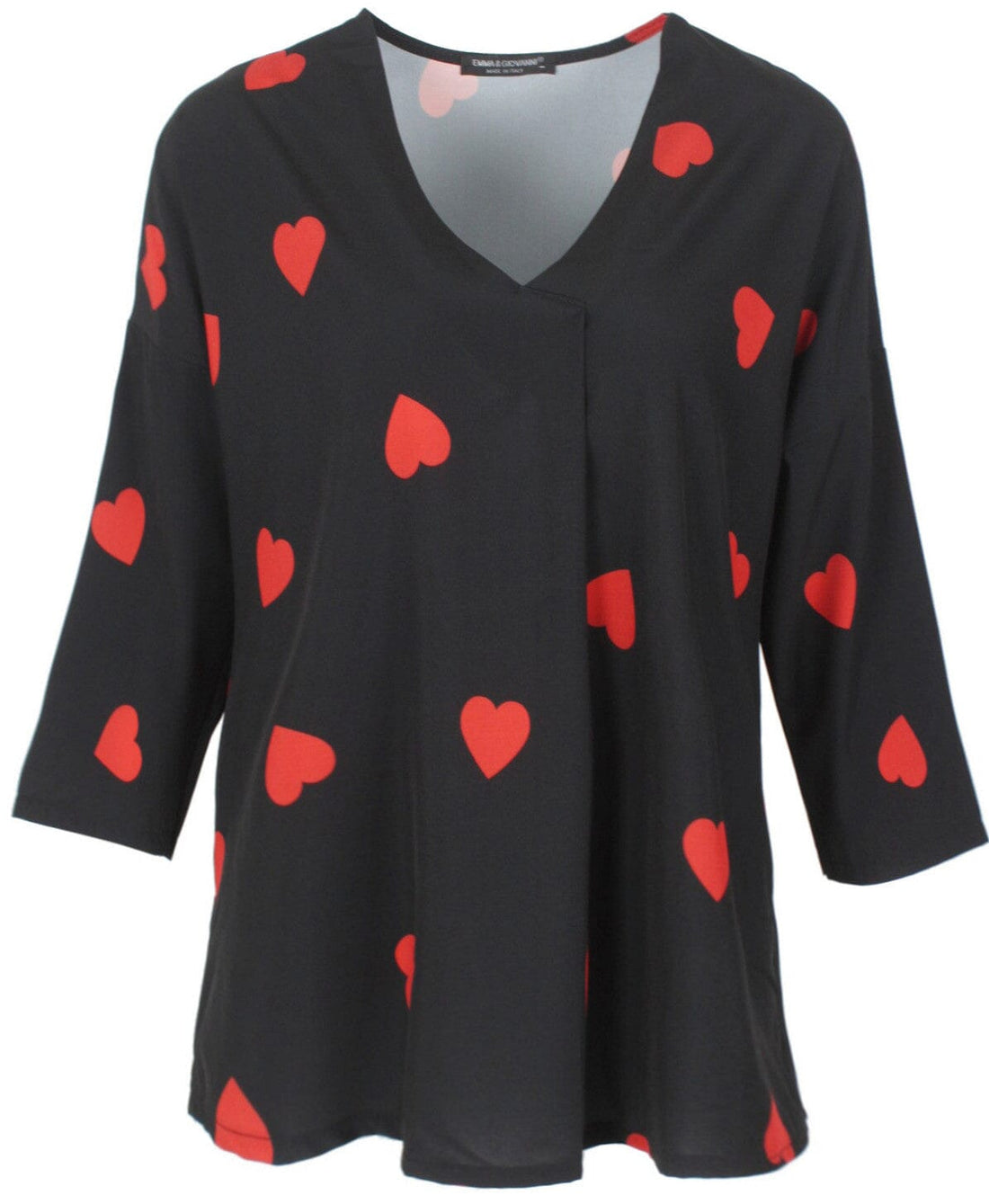 T shirt manches 3/4 motif petit coeur femme haut