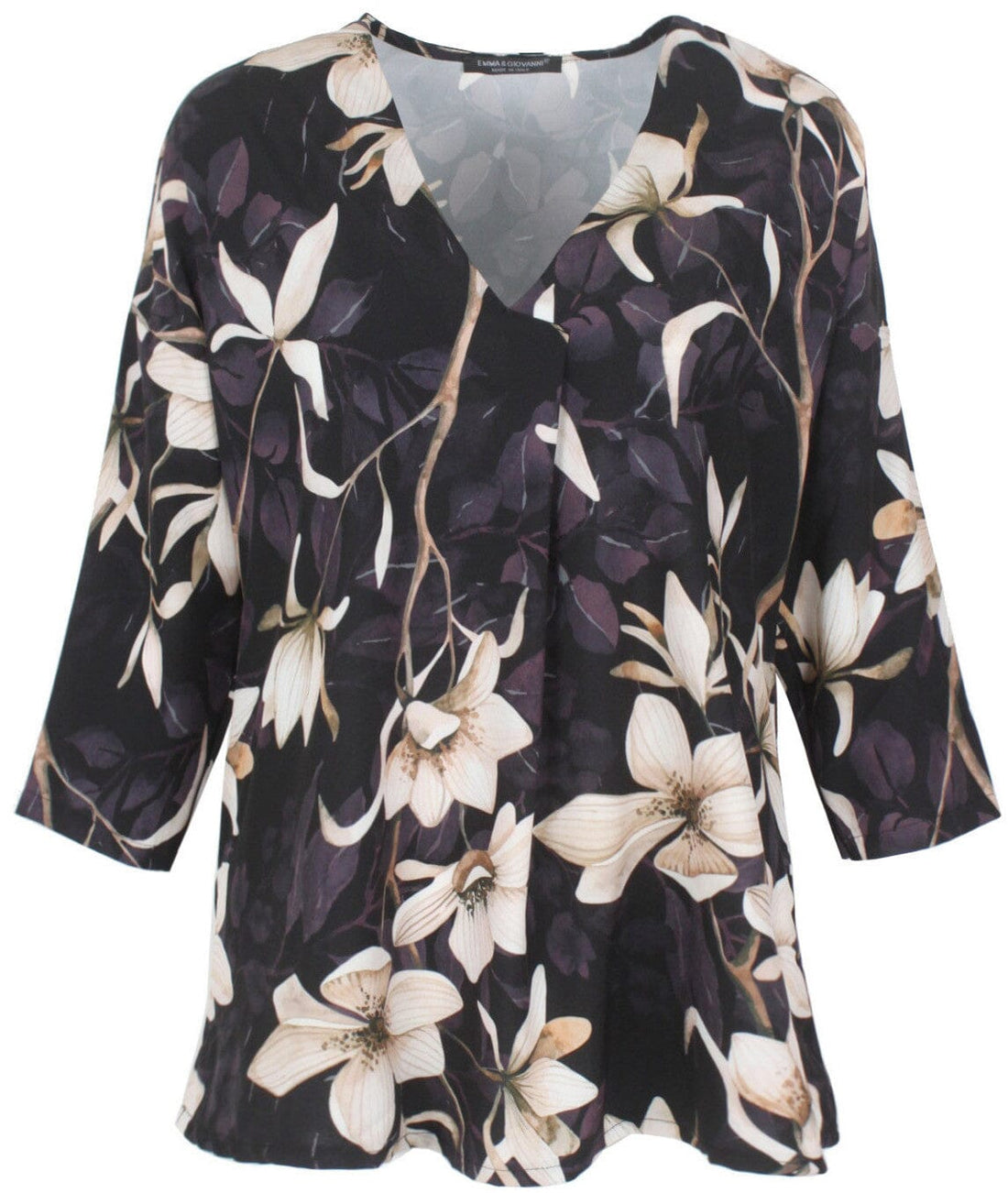 T shirt manches 3/4 motif tulipe femme haut