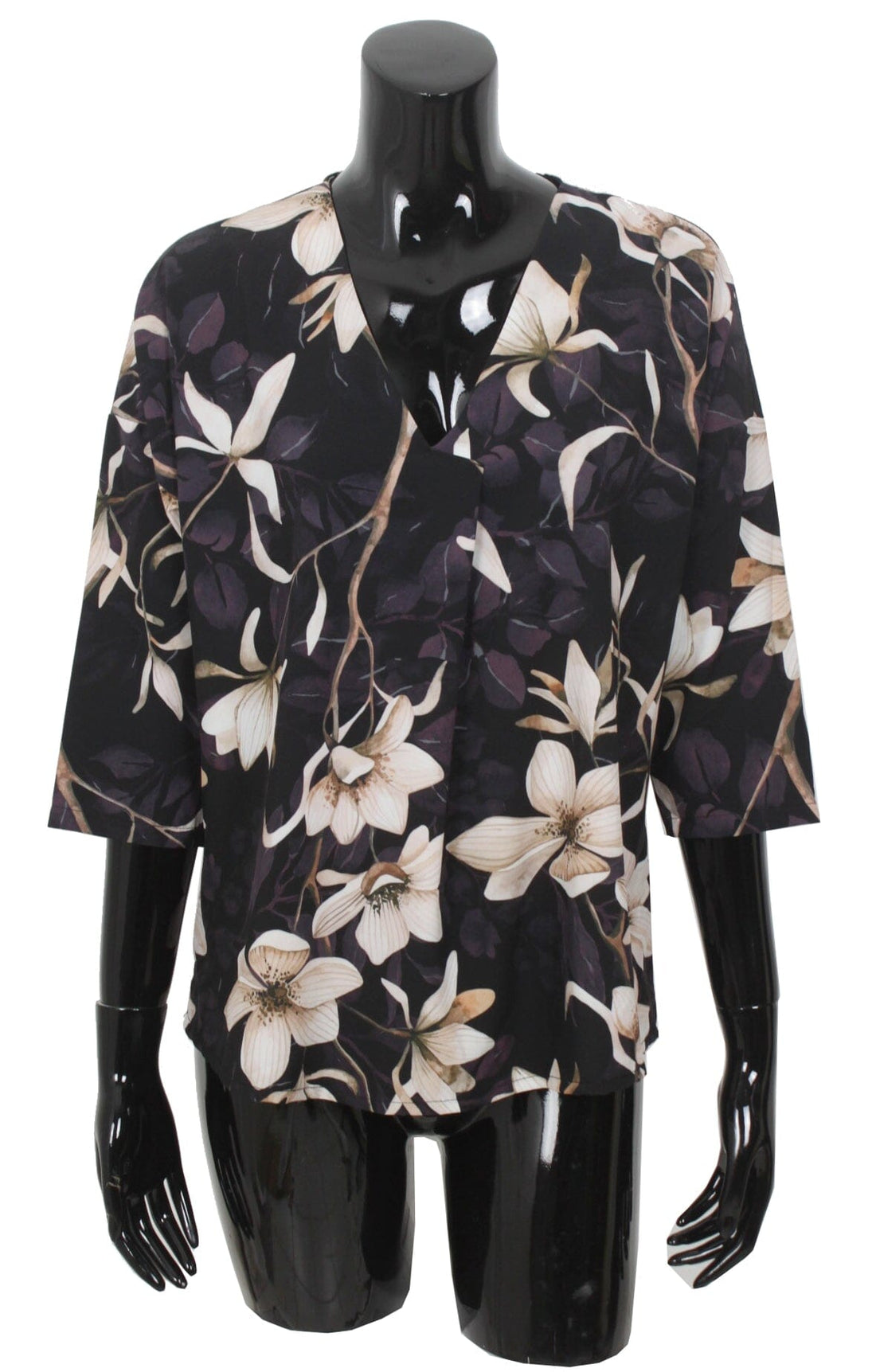 T shirt manches 3/4 motif tulipe femme haut