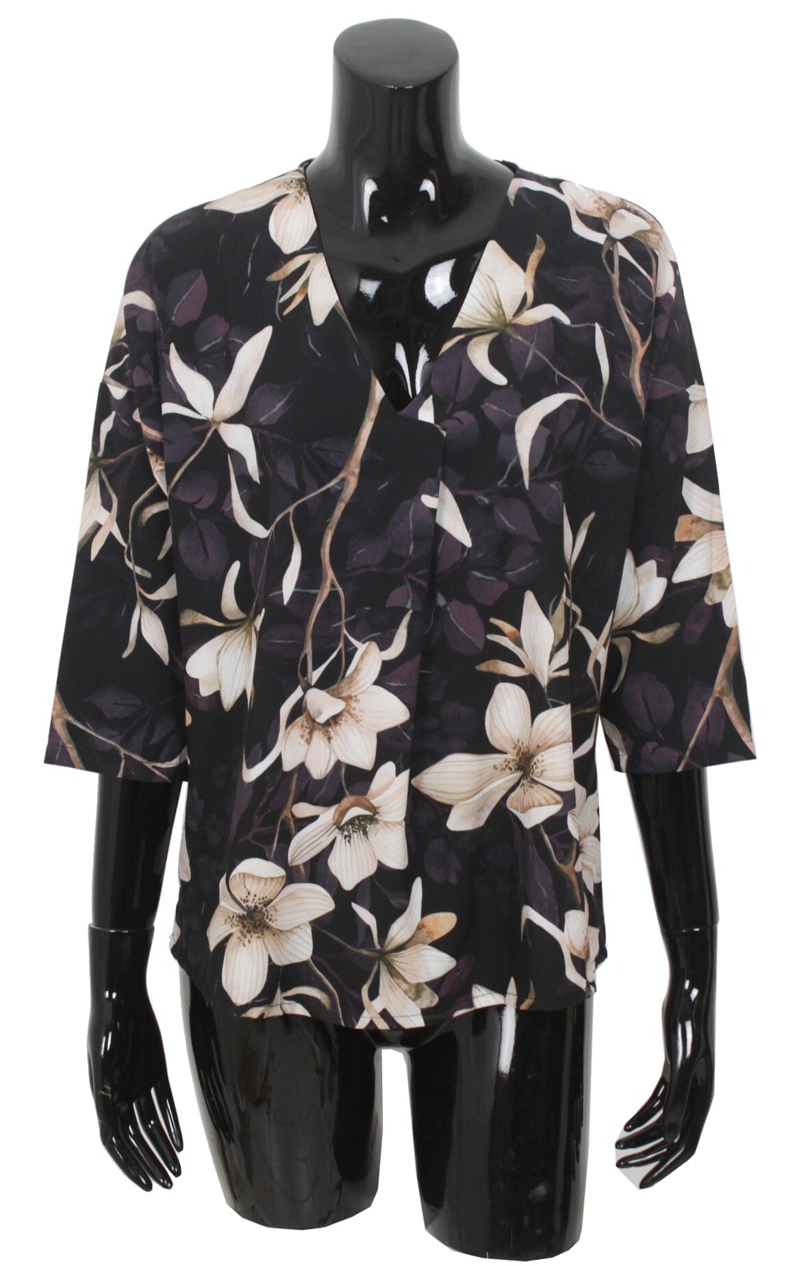 T shirt manches 3/4 motif tulipe femme haut