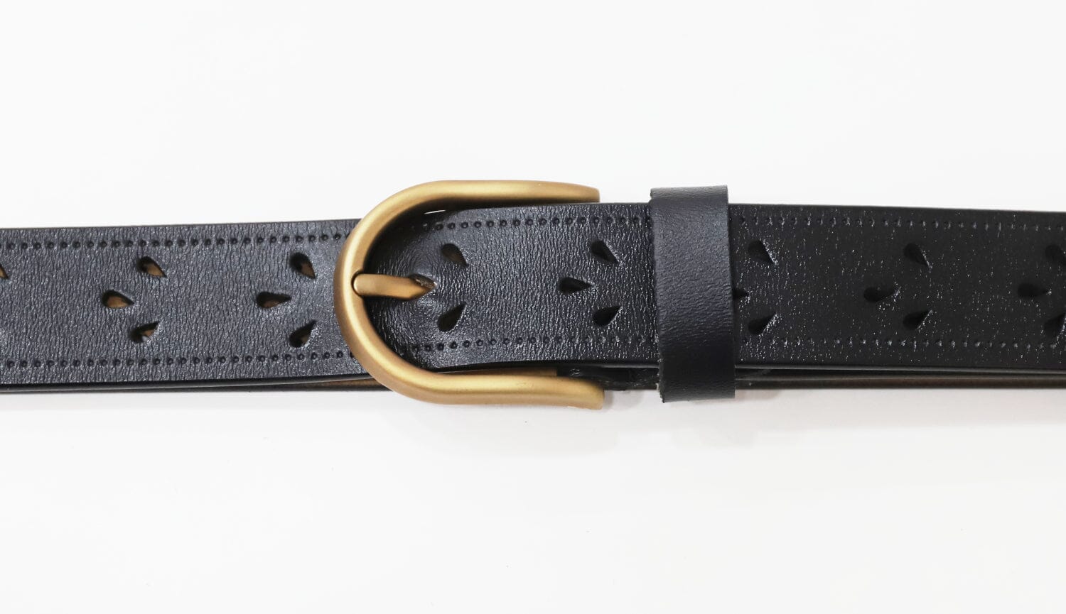 Ceinture Vintage Cuir Creuse Fleur Longueur Ajustable (Made in France) - Femme ceinture