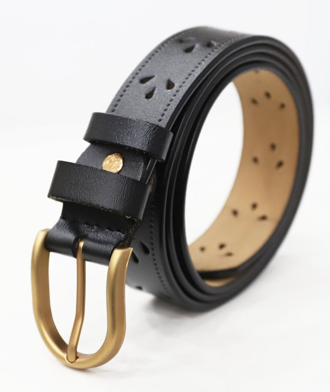 Ceinture Vintage Cuir Creuse Fleur Longueur Ajustable (Made in France) - Femme ceinture