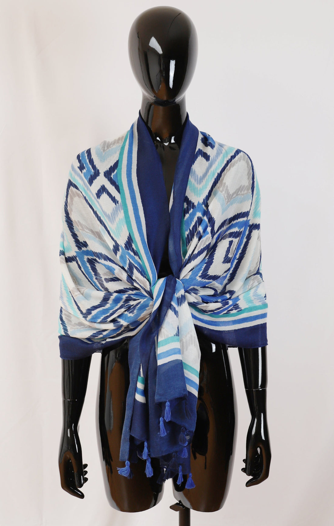Echarpe avec franges Bleu foulard