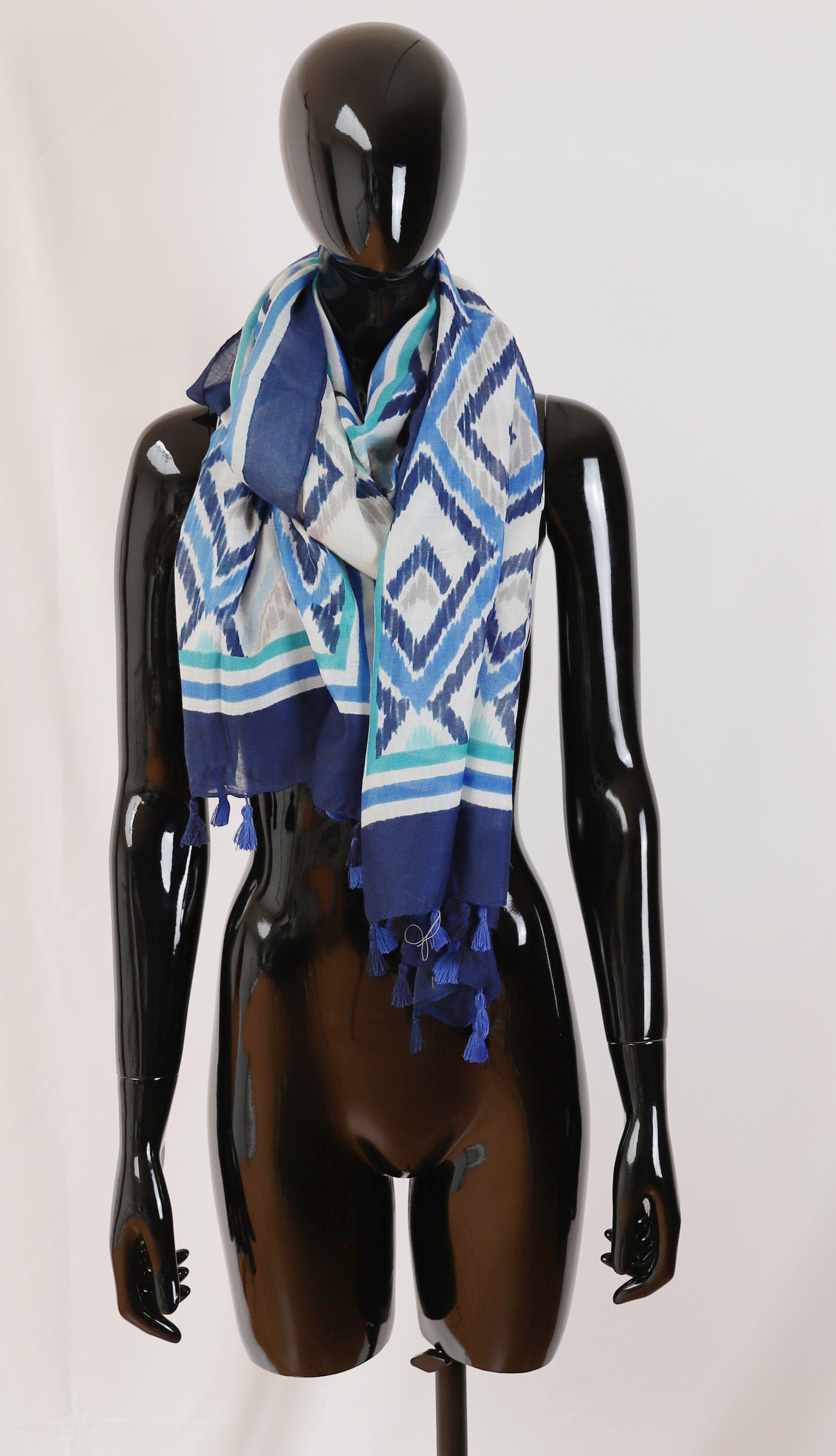 Echarpe avec franges Bleu foulard