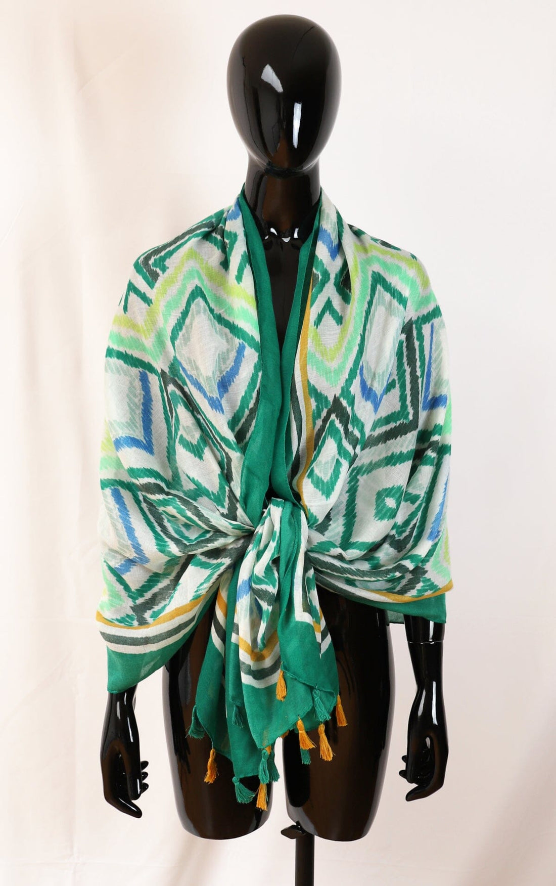 Echarpe avec franges Vert foulard