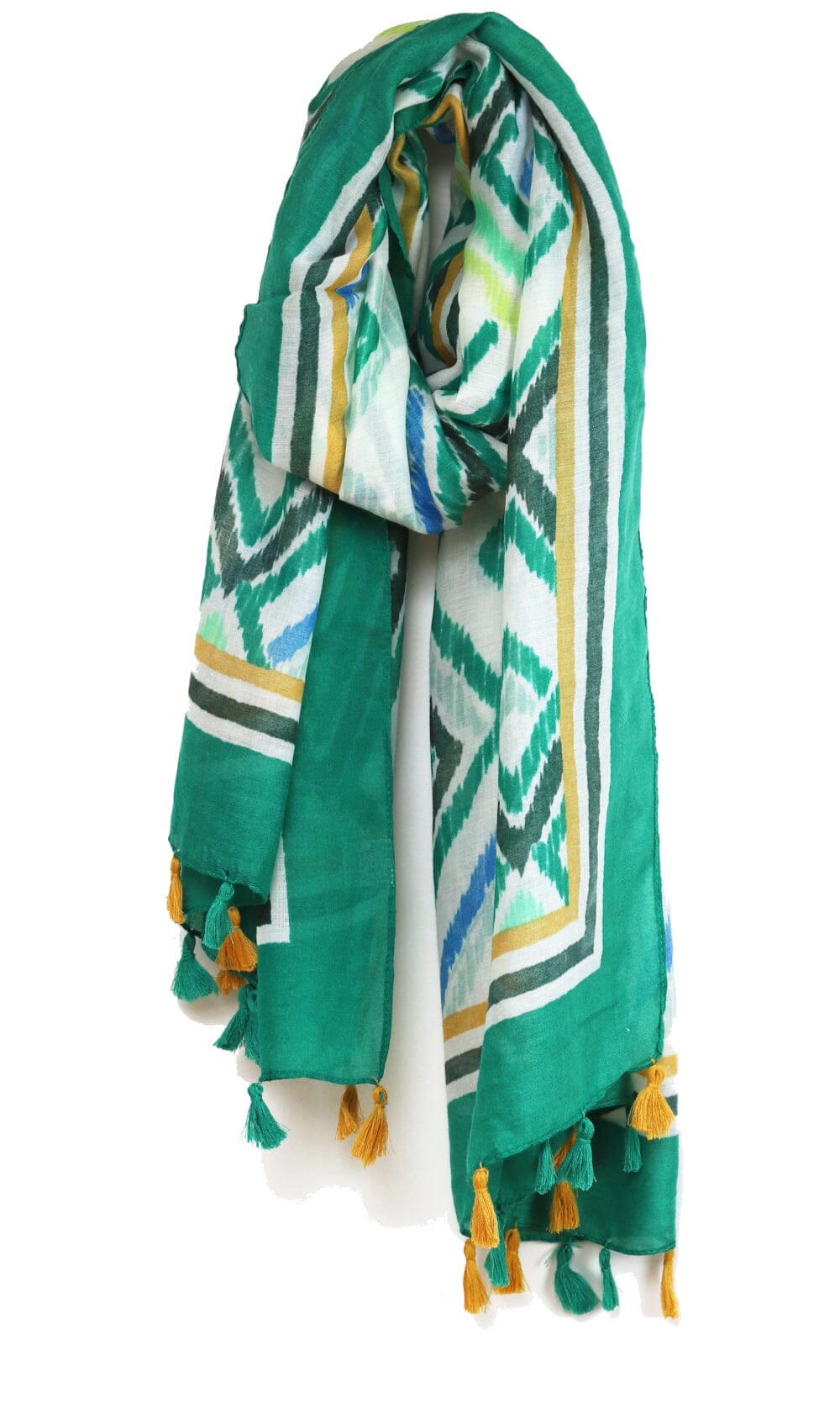 Echarpe avec franges Vert foulard