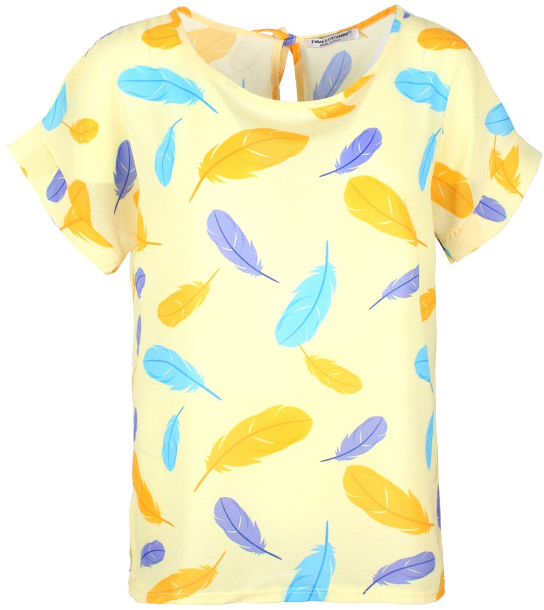 Chemisier voile imprimé plume haut