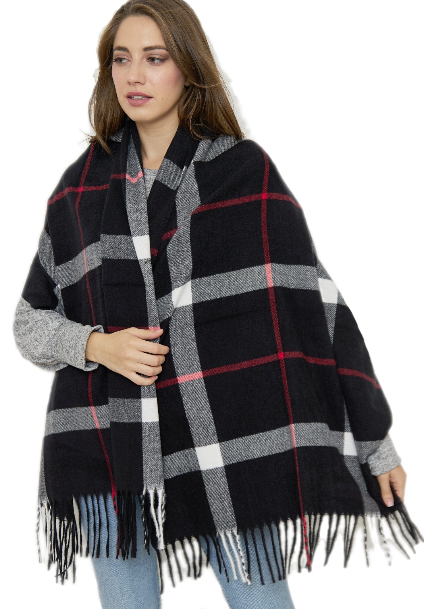 Echarpe à Carreaux Mélange Cachemire foulard