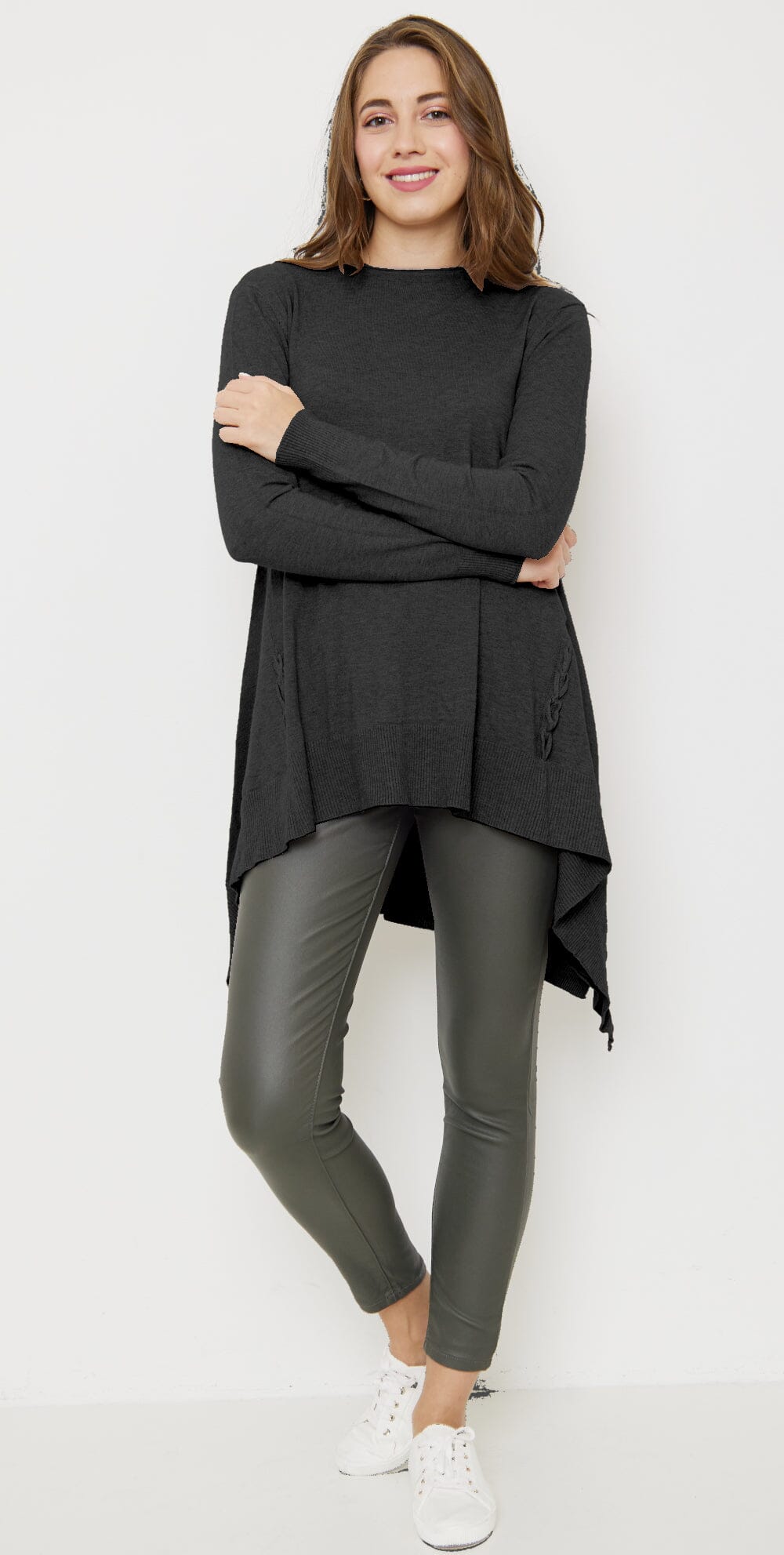 Pull Tricot irrégulier, Manches Longues Chandail (Taille Unique 38-44) pull