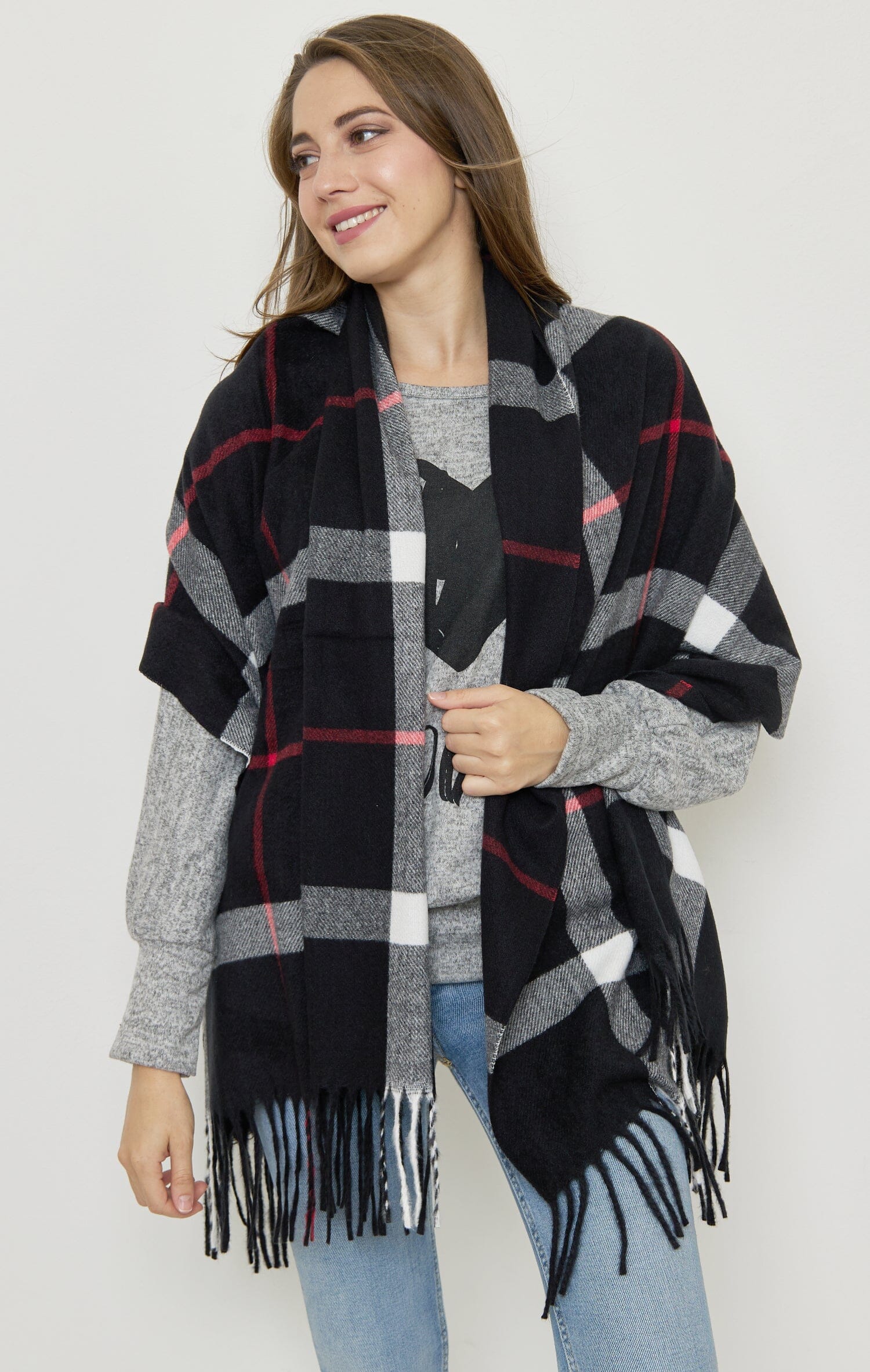 Echarpe à Carreaux Mélange Cachemire foulard