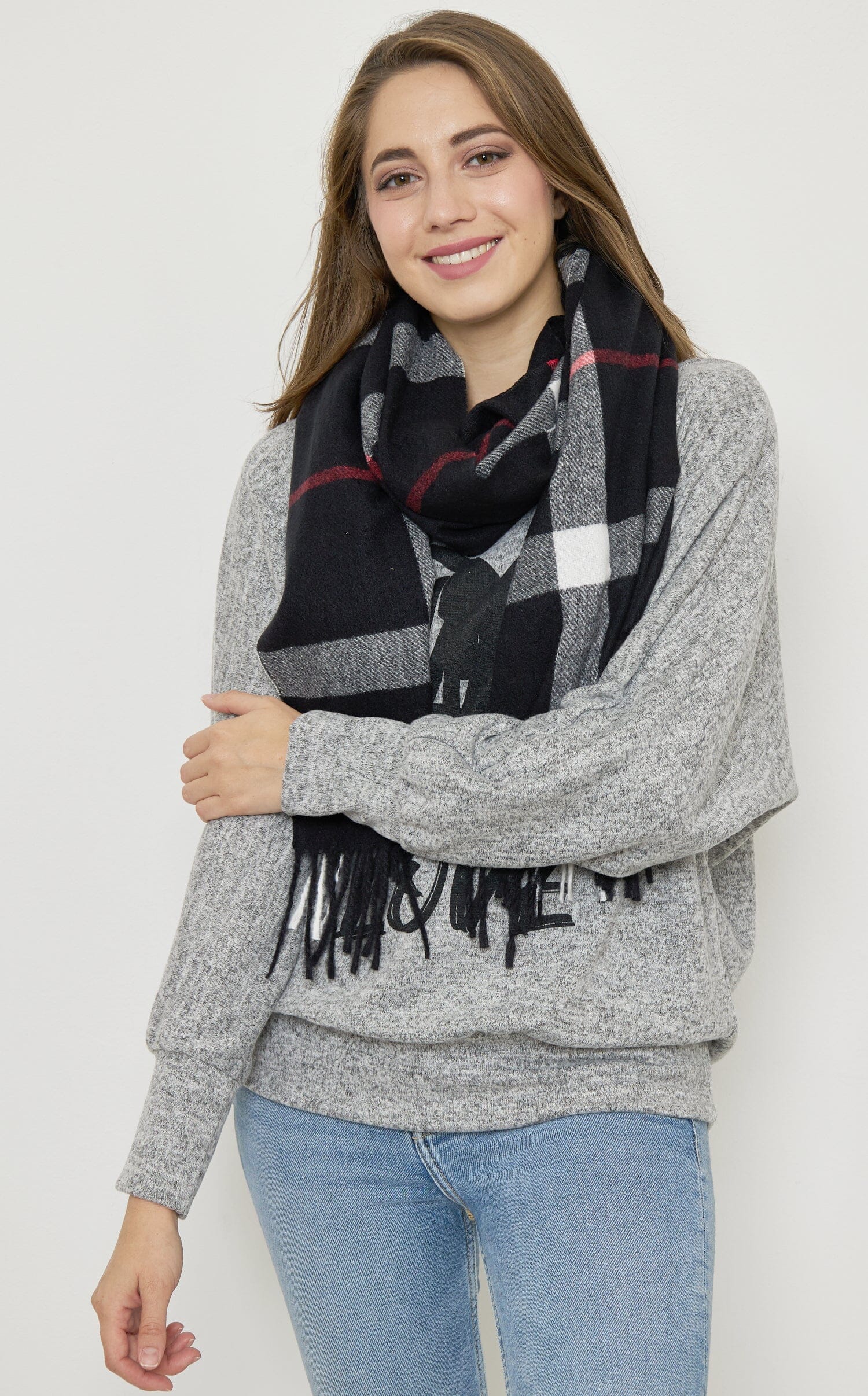 Echarpe à Carreaux Mélange Cachemire foulard