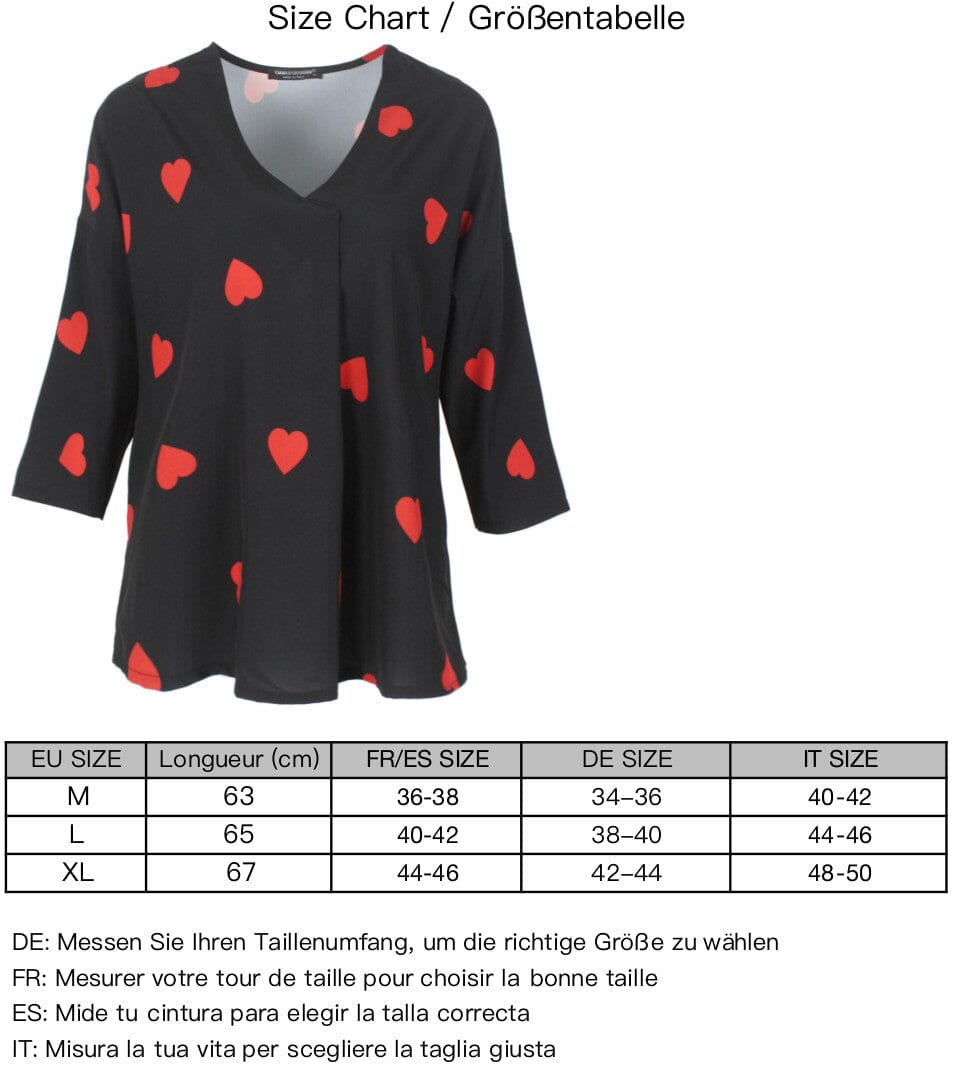 T shirt manches 3/4 motif petit coeur femme haut