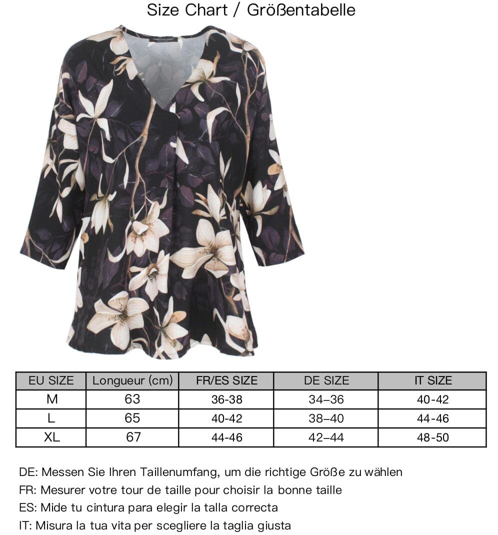 T shirt manches 3/4 motif tulipe femme haut