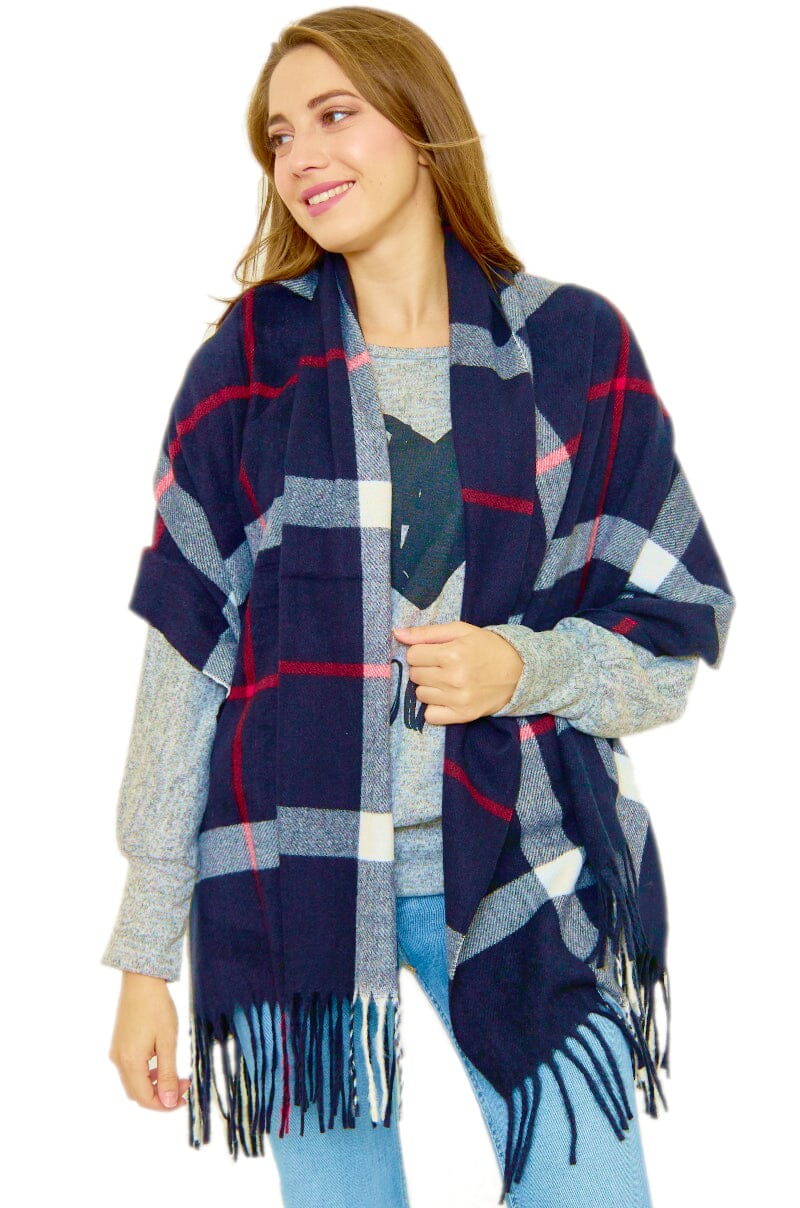 Grande Echarpe à Carreaux Mélange Cachemire Chaud foulard