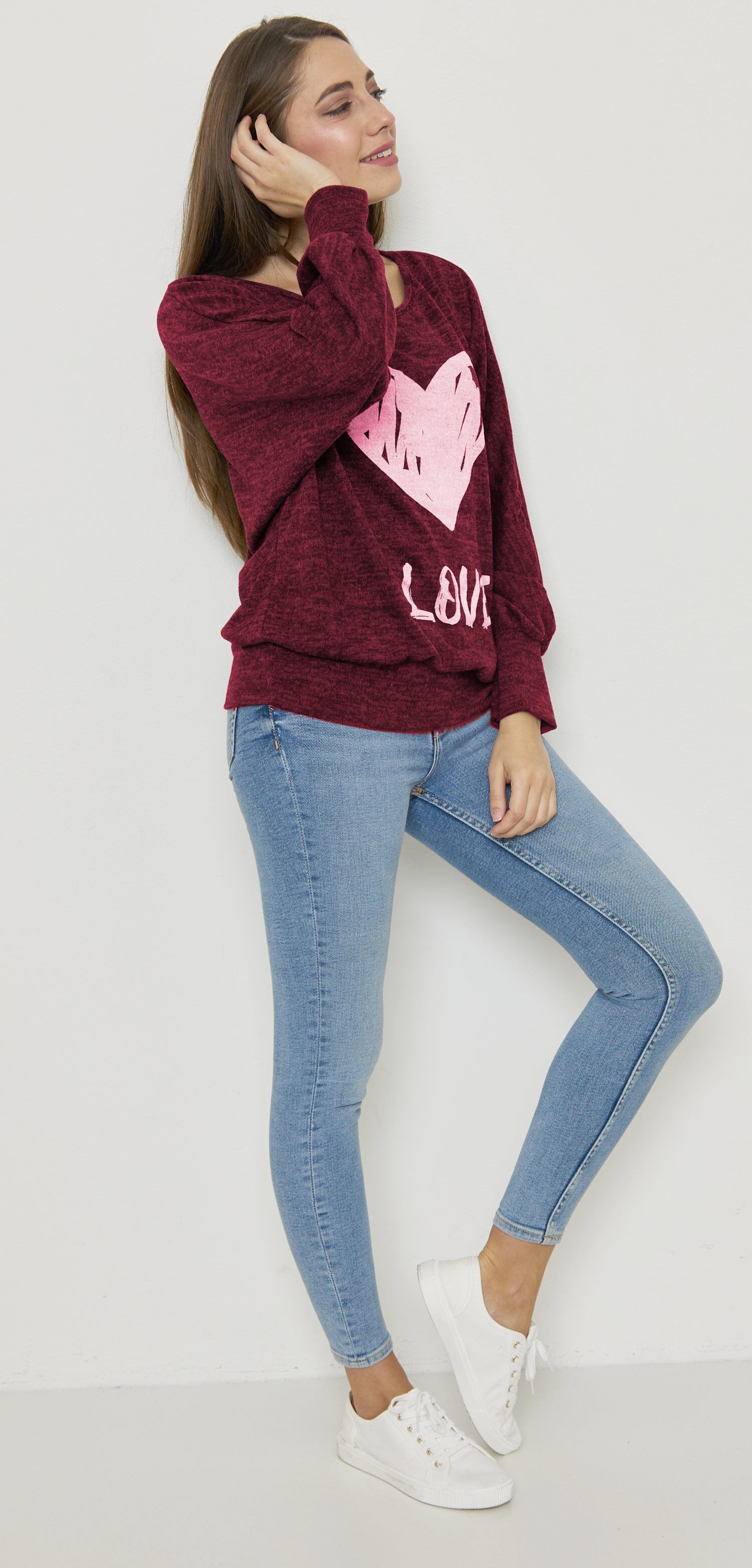 Sweat-Pull Style Oversize imprimé Coeur sweat-pull