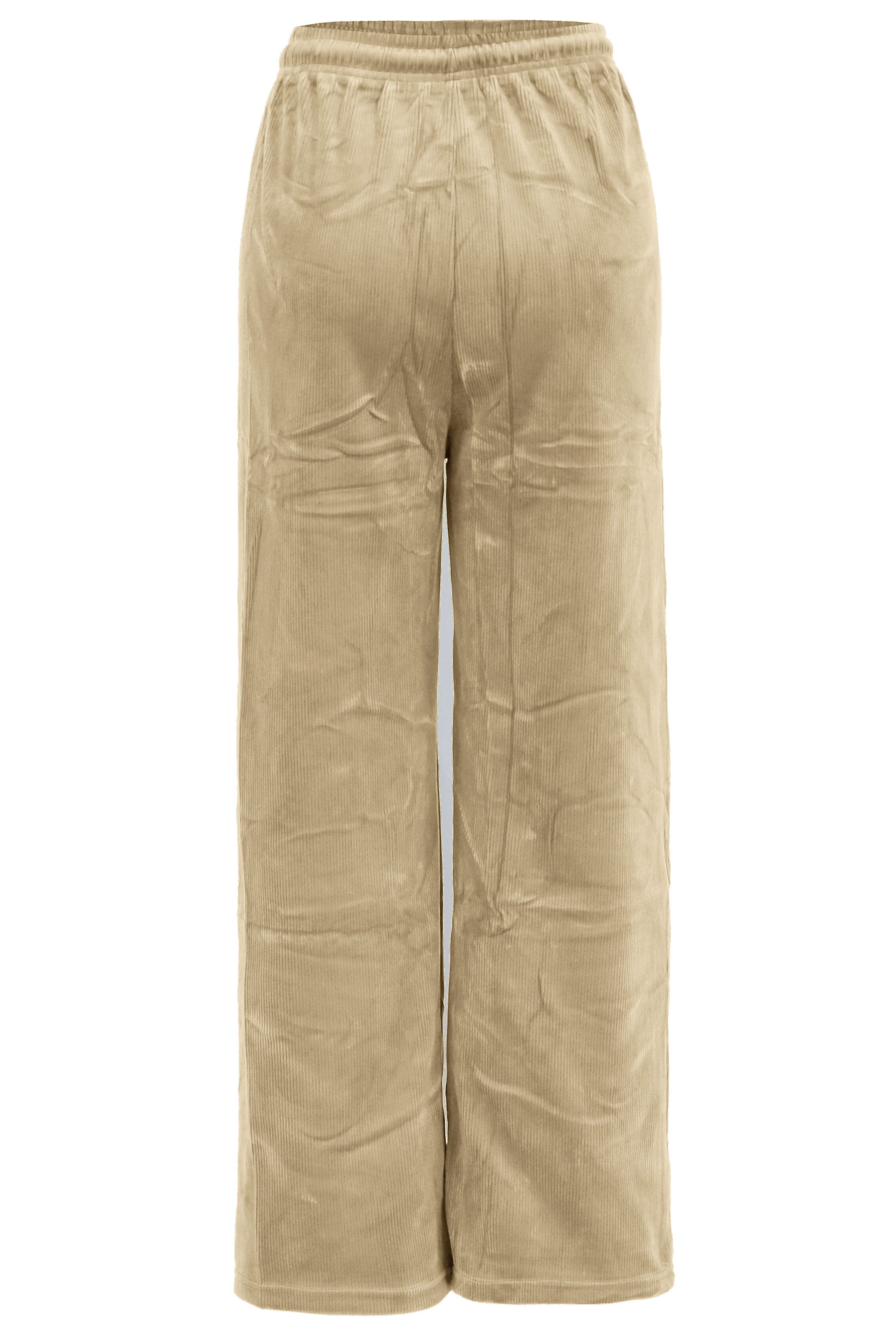 Pantalon Large en Velours Côtelé, Taille Haute Elastique pantalon