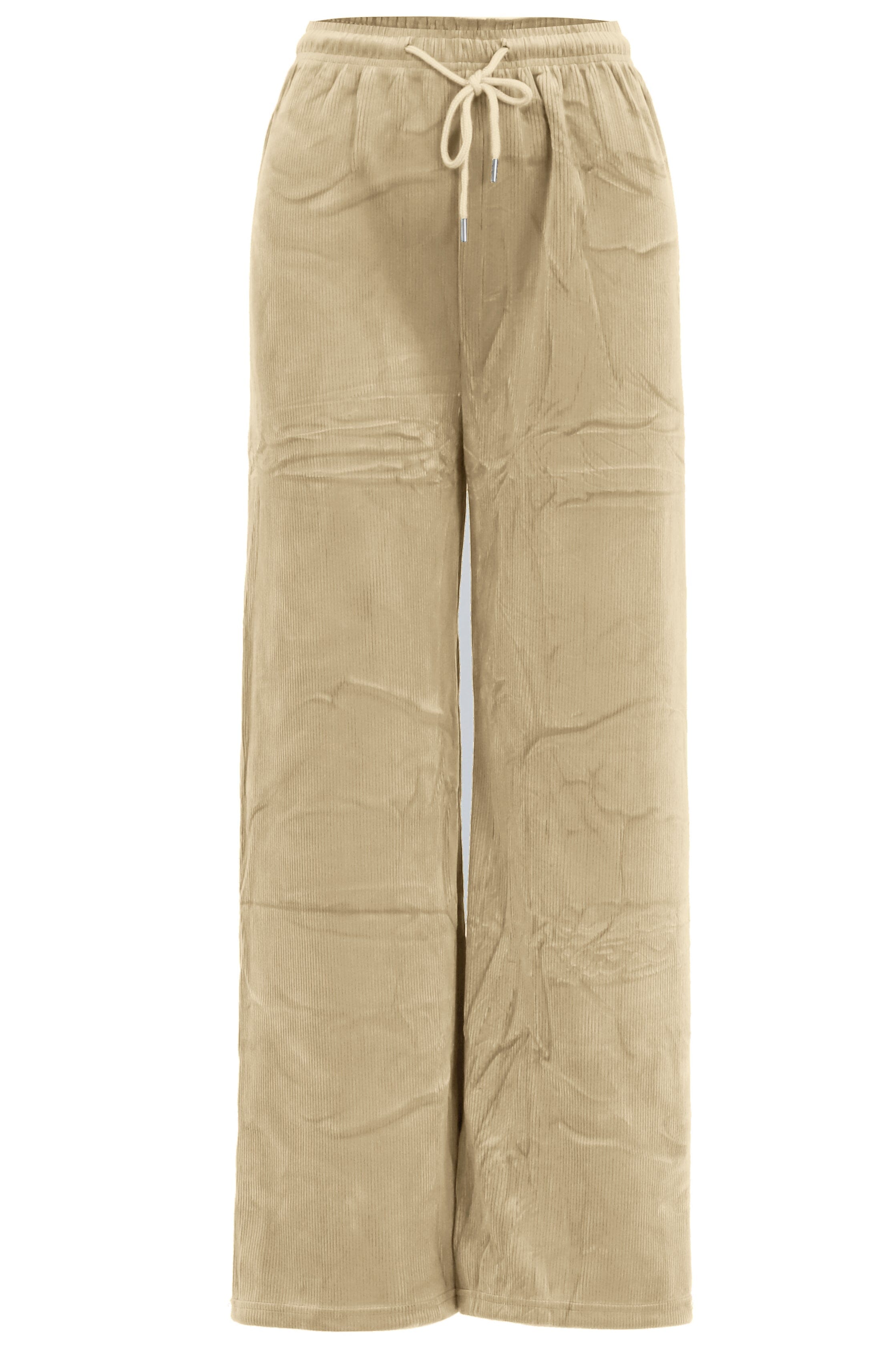 Pantalon Large en Velours Côtelé, Taille Haute Elastique pantalon