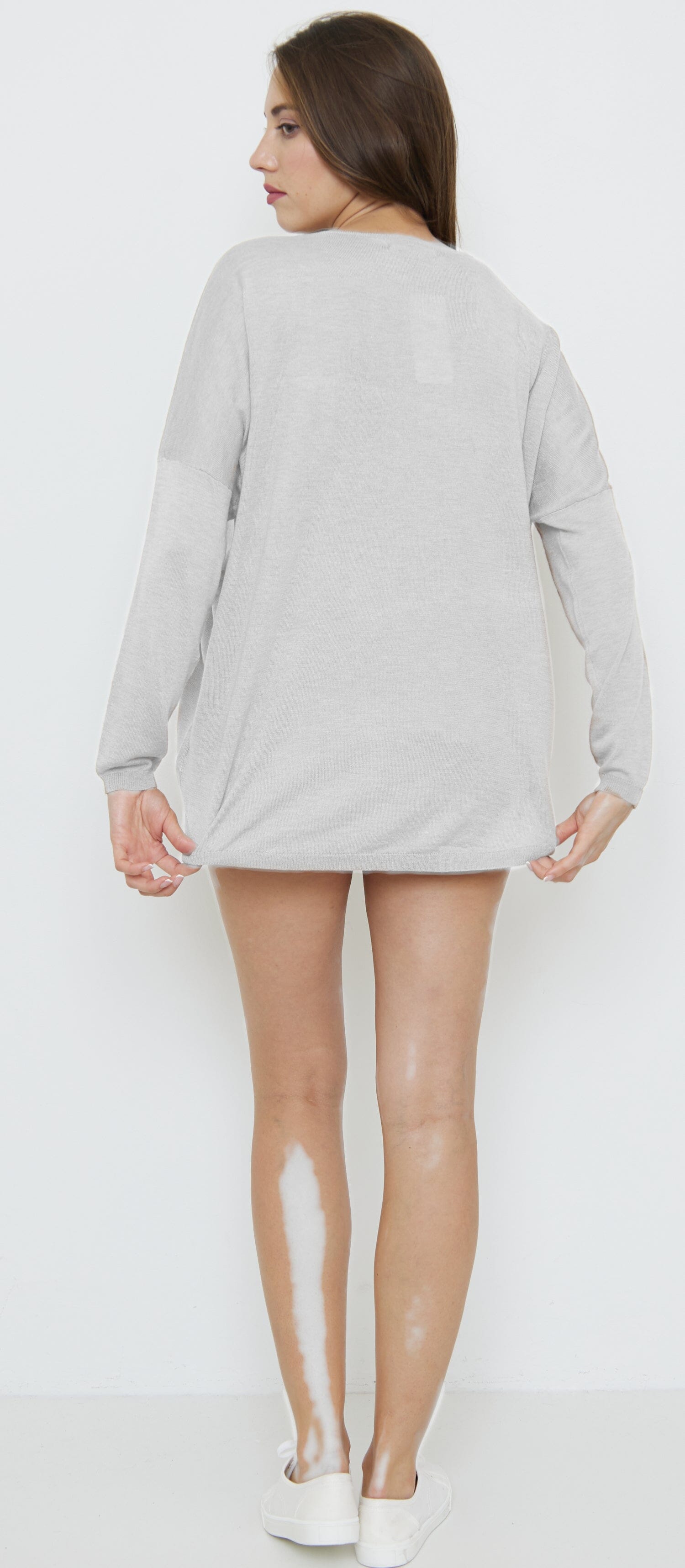 Pull à Col V mélange Laine Tricots (Taille Unique Convient pour 38 au 48) pull