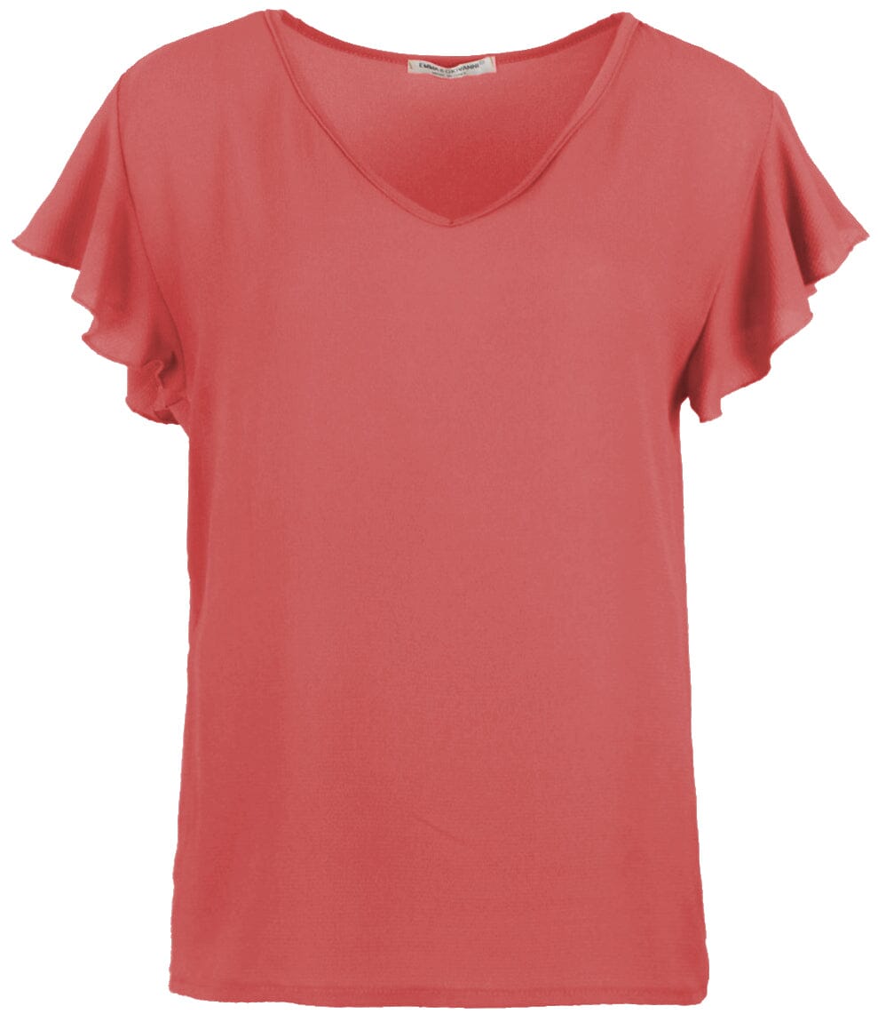 Tee shirt voile manches froufrou haut