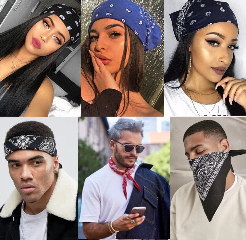 Bandanas 100% Coton avec motif Paisley pour Homme Femme Bandana