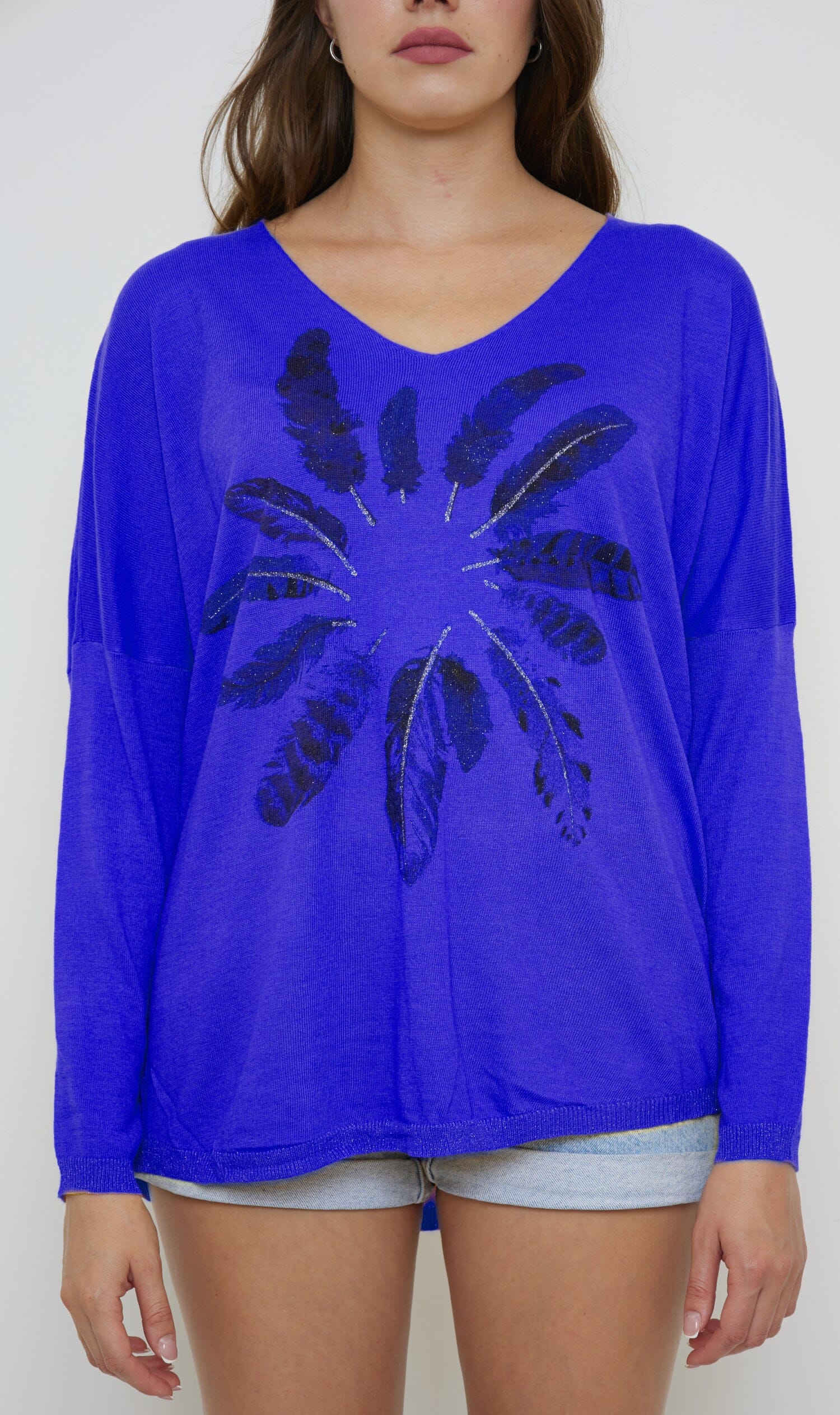 Pull à Col V mélange Laine Tricots (Taille Unique Convient pour 38 au 48) pull