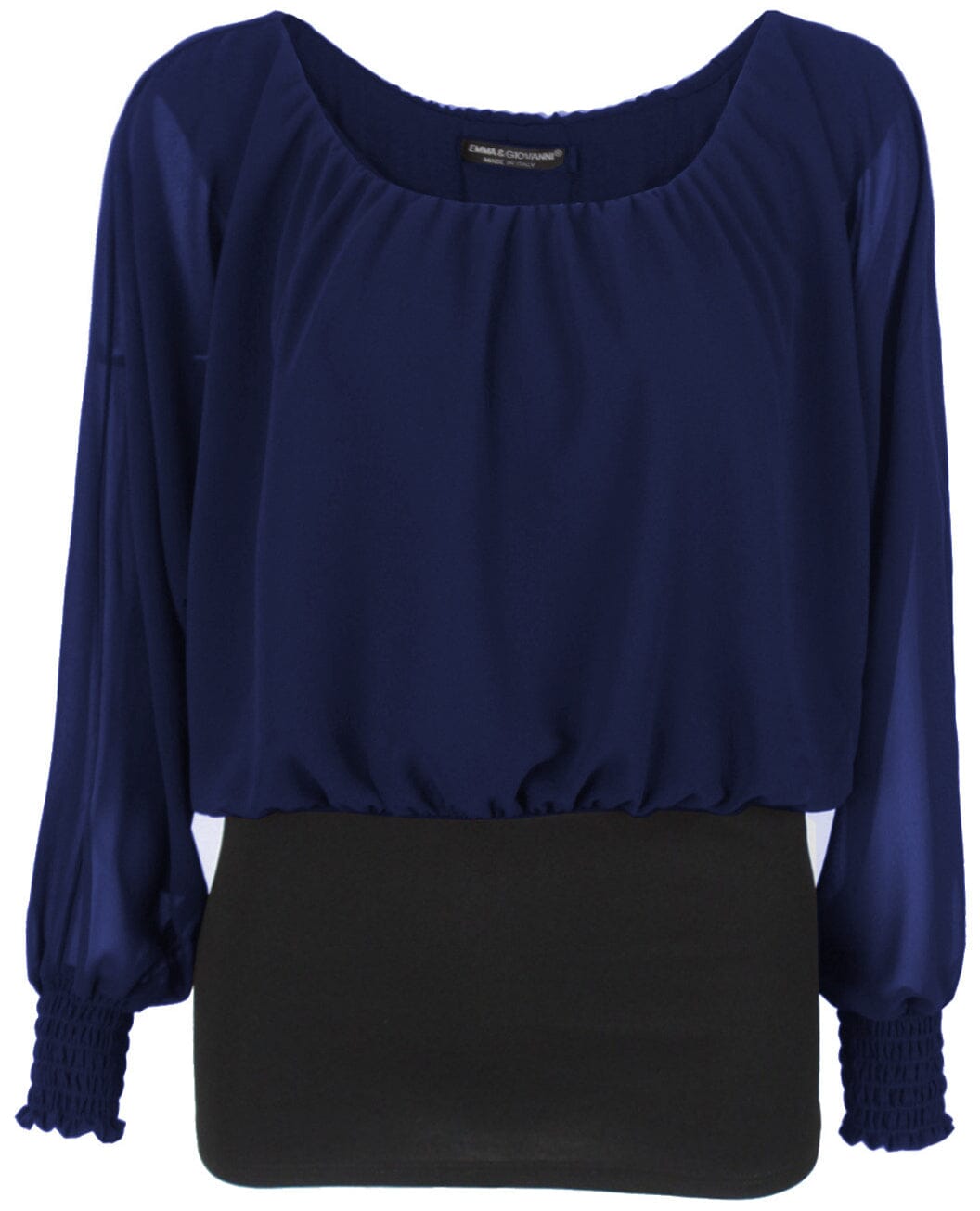 Blouse voile doublé bi matière haut