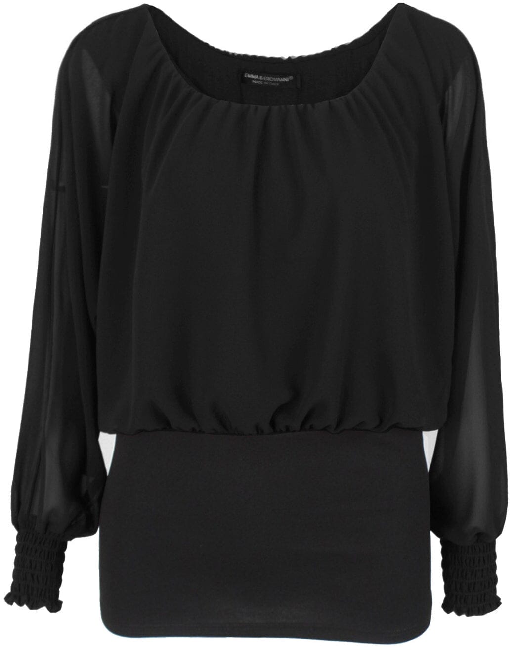 Chemisier voile doublé bi matière haut