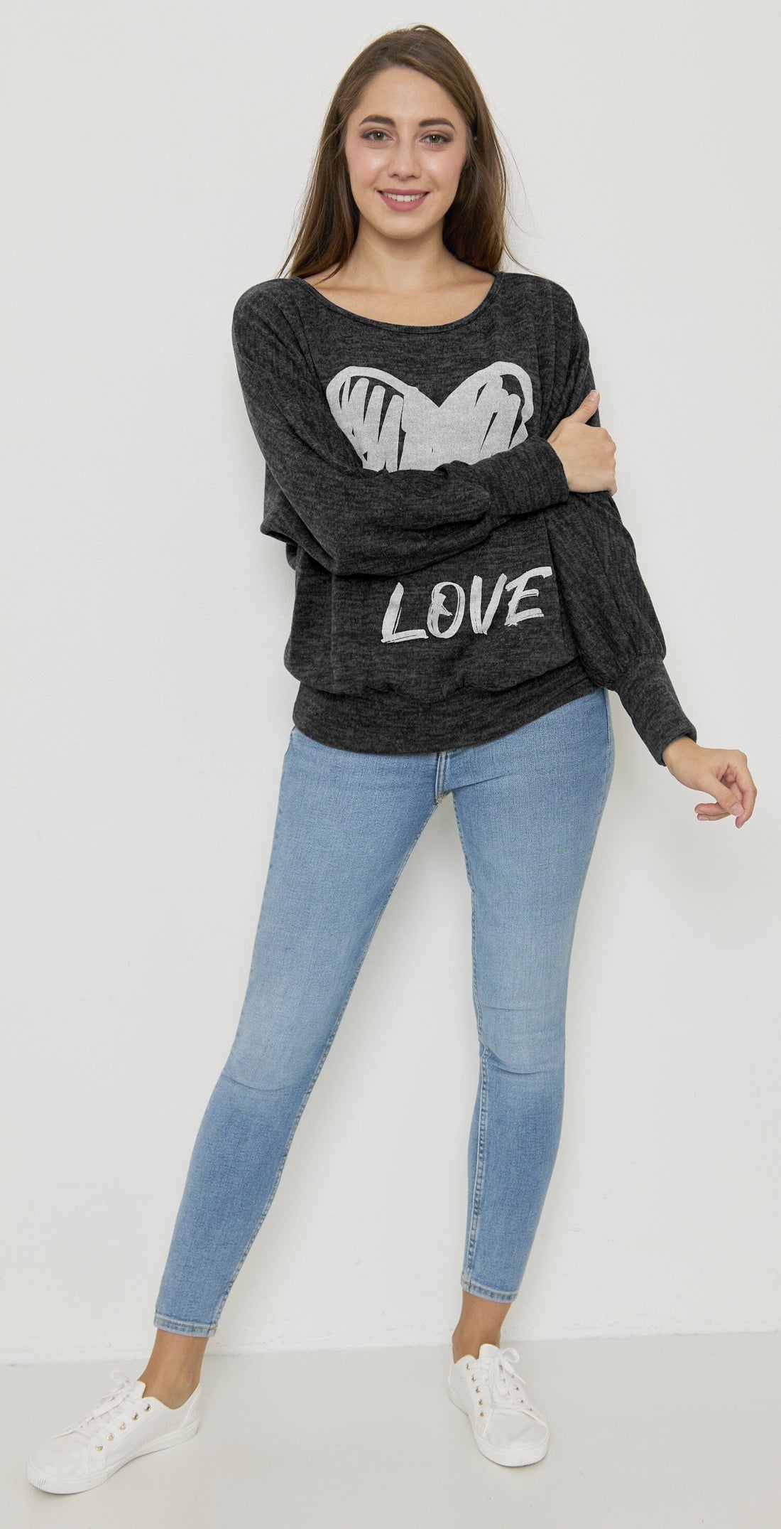 Sweat-Pull Style Oversize imprimé Coeur sweat-pull