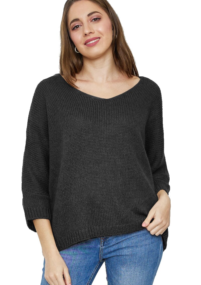 Pull tricoté mélange Mohair, Manches 3/4 (Taille Unique 38 à 44) pull