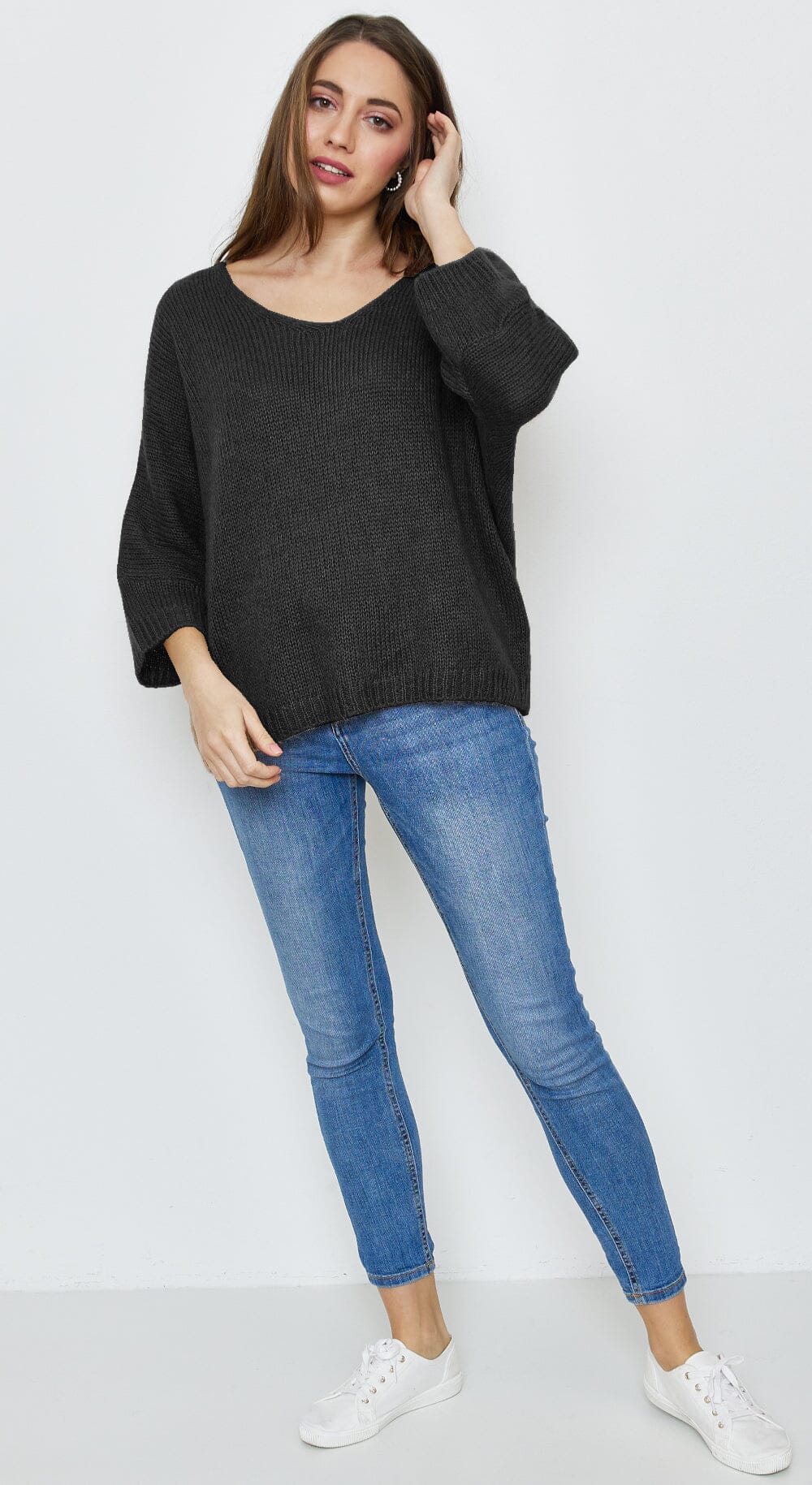 Pull tricoté mélange Mohair, Manches 3/4 (Taille Unique 38 à 44) pull