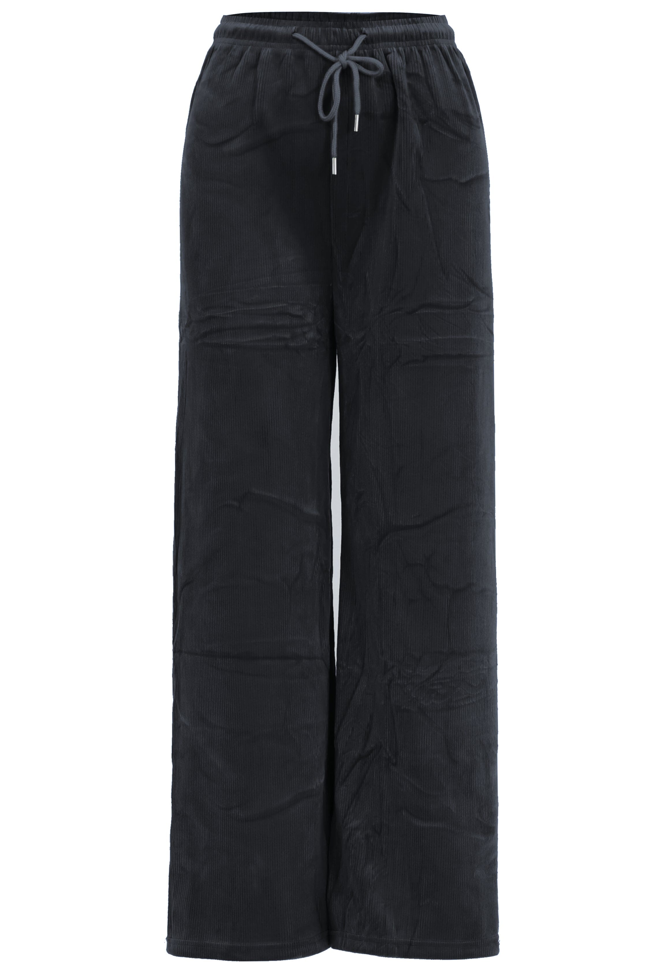 Pantalon Large en Velours Côtelé, Taille Haute Elastique pantalon