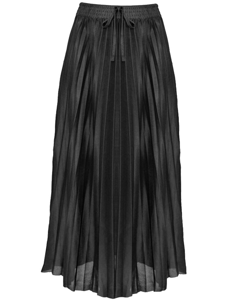 Jupe Longue Plissée à Effet Satin avec Taille Elastiquée (Mi-Transparent) jupe