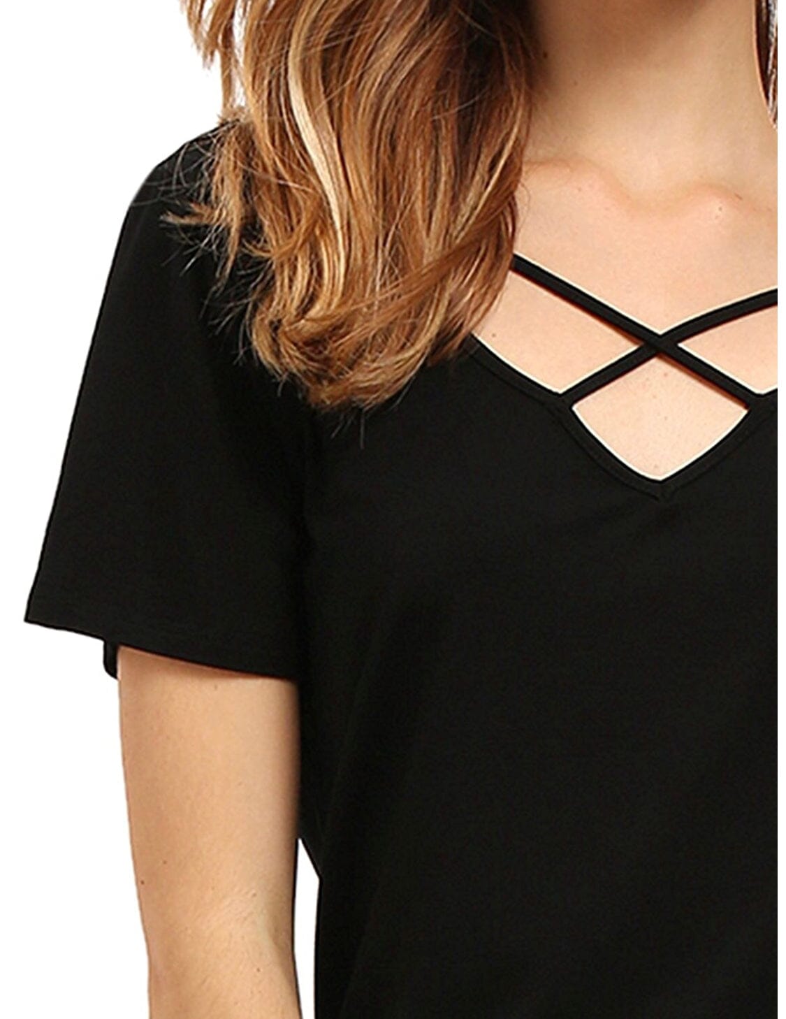 Tee shirt femme croisé sur le devant haut