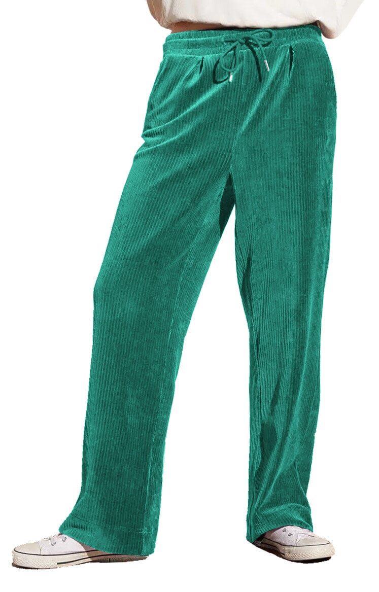Pantalon Large en Velours Côtelé, Taille Haute Elastique pantalon