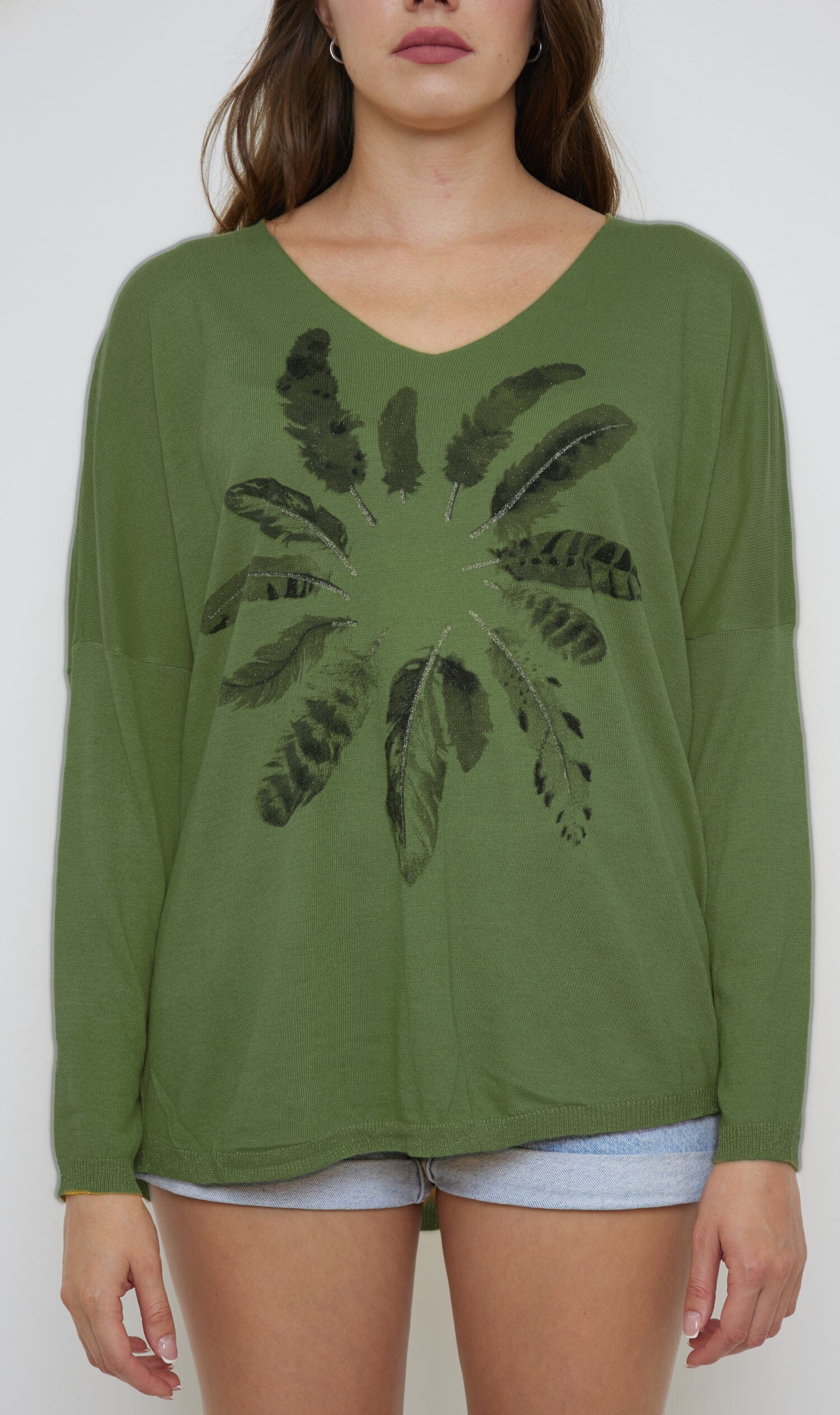 Pull à Col V mélange Laine Tricots (Taille Unique Convient pour 38 au 48) pull