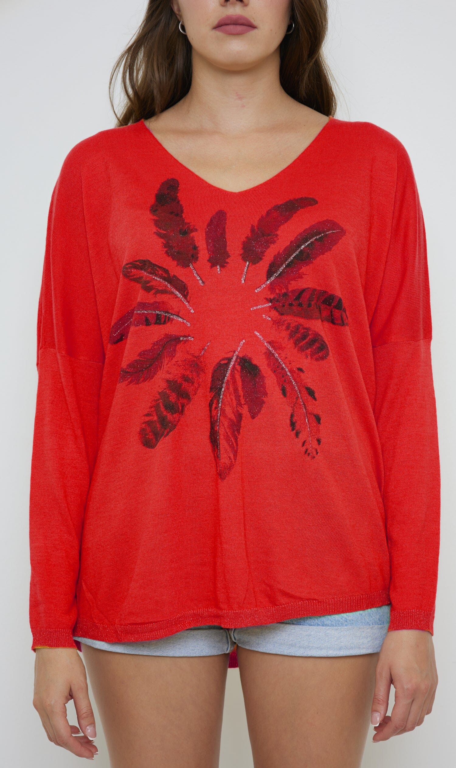 Pull à Col V mélange Laine Tricots (Taille Unique Convient pour 38 au 48) pull