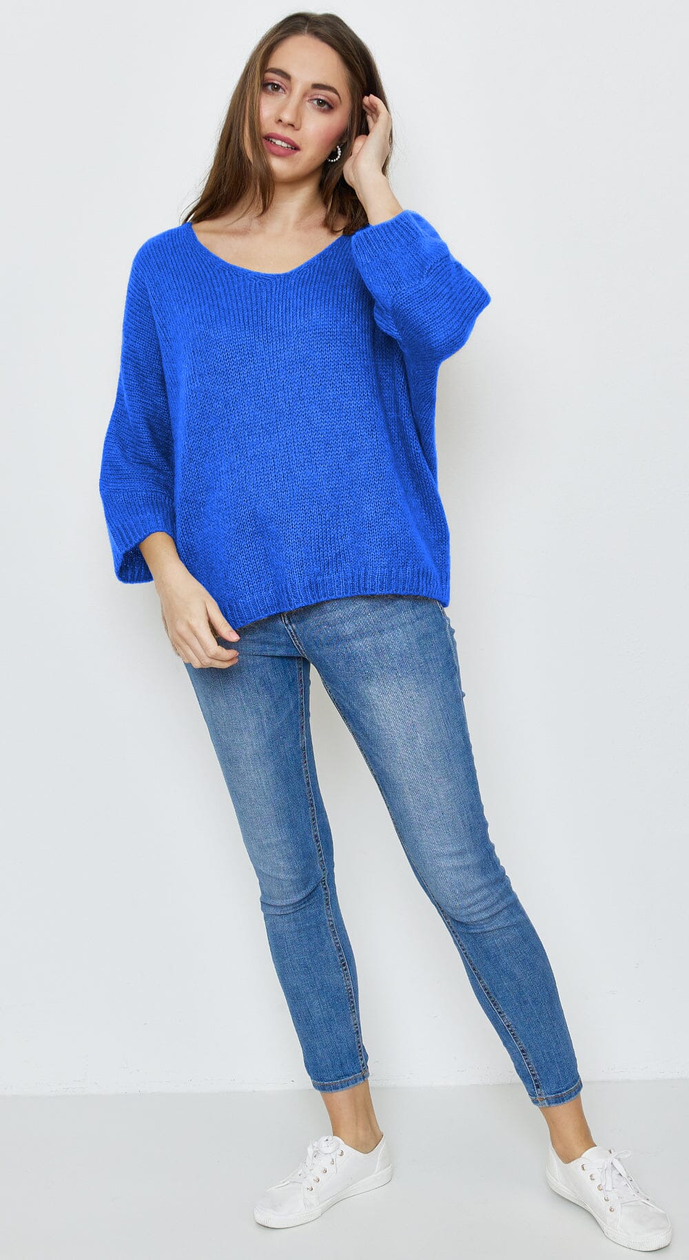 Pull tricoté mélange Mohair, Manches 3/4 (Taille Unique 38 à 44) pull