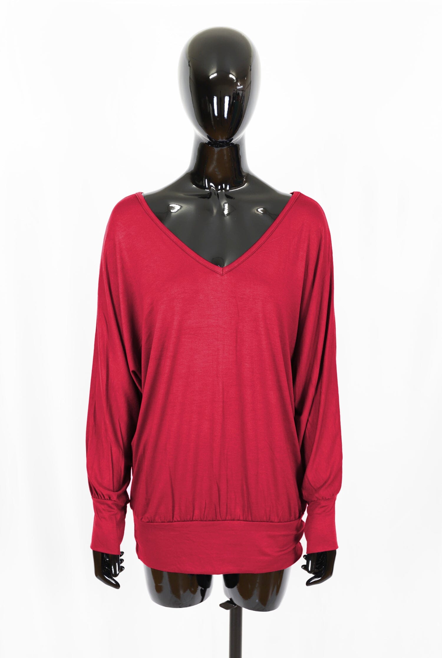 T-shirt uni à col en V haut