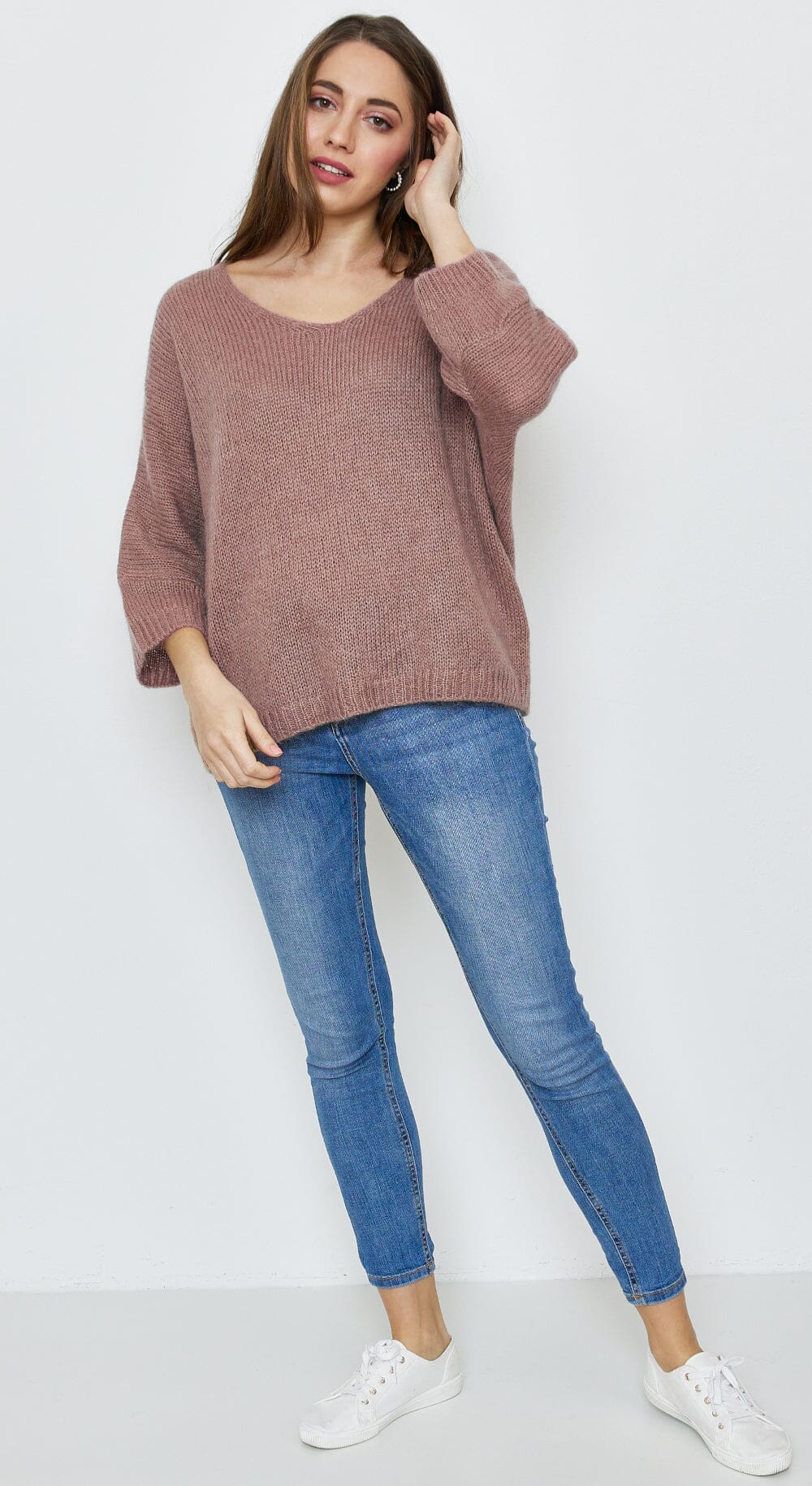 Pull tricoté mélange Mohair, Manches 3/4 (Taille Unique 38 à 44) pull