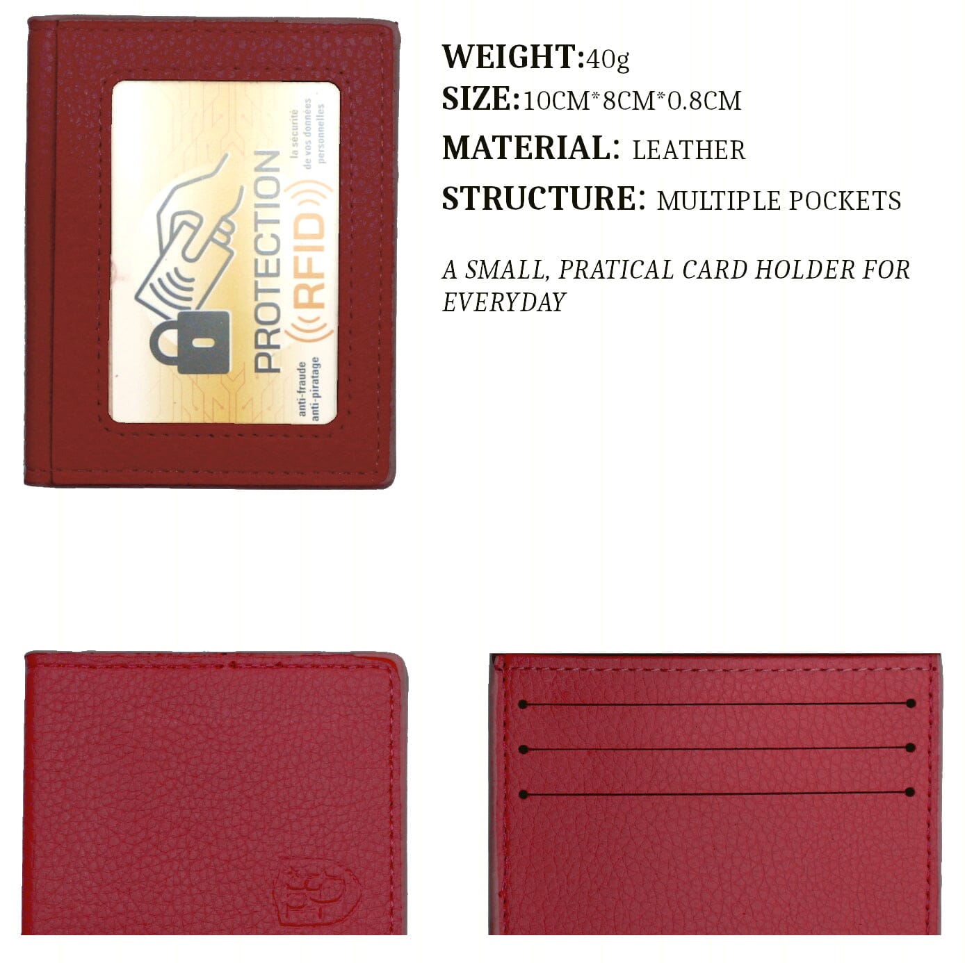 Porte carte credit Rouge-Foncé porte de carte crédit