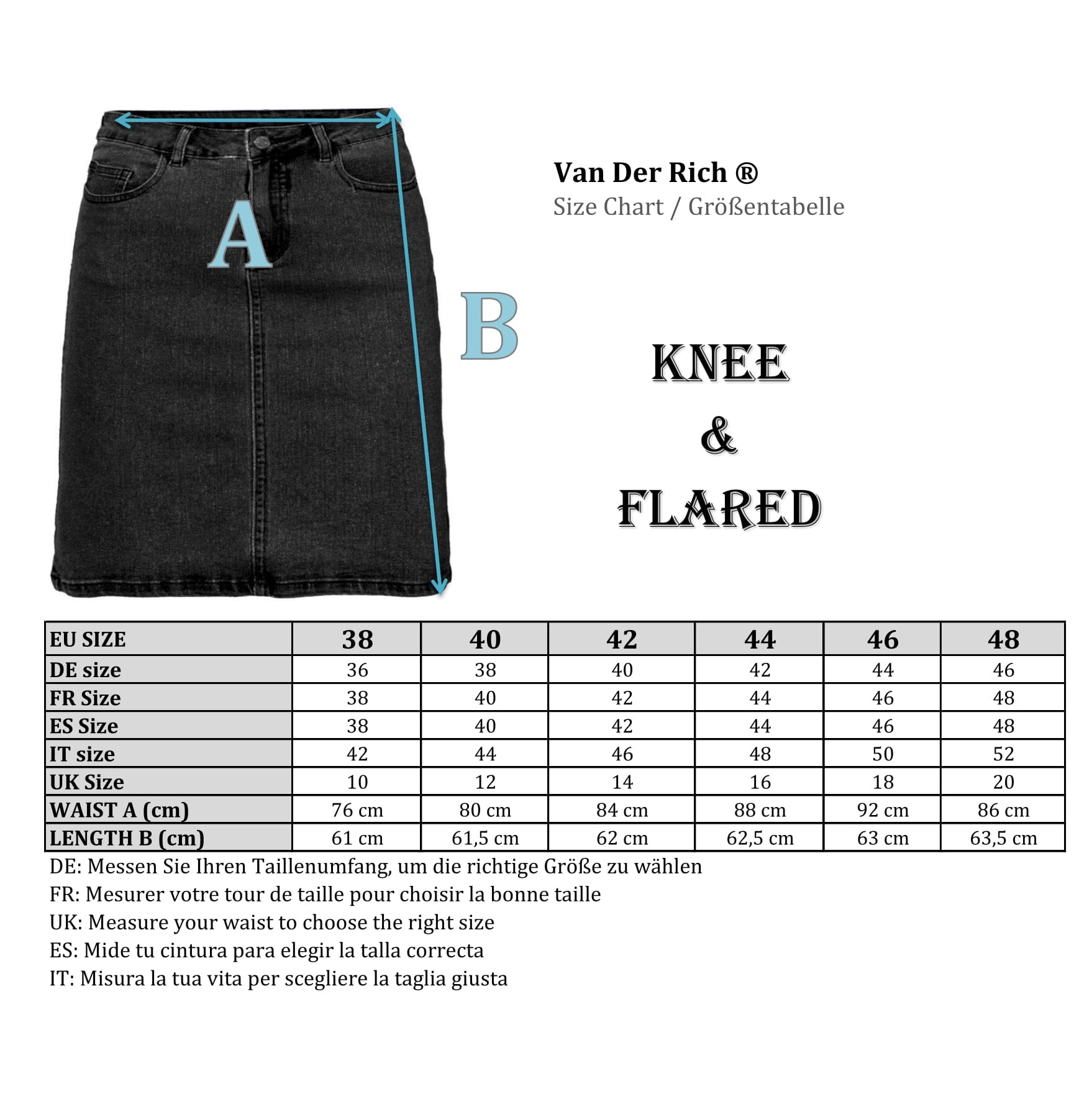 Jupe aux genoux Evasée jupe